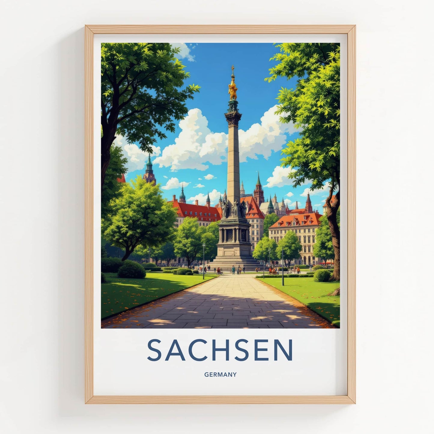 Sachsen Poster - Germany Travel Art - Grand Monument Park Home Decor