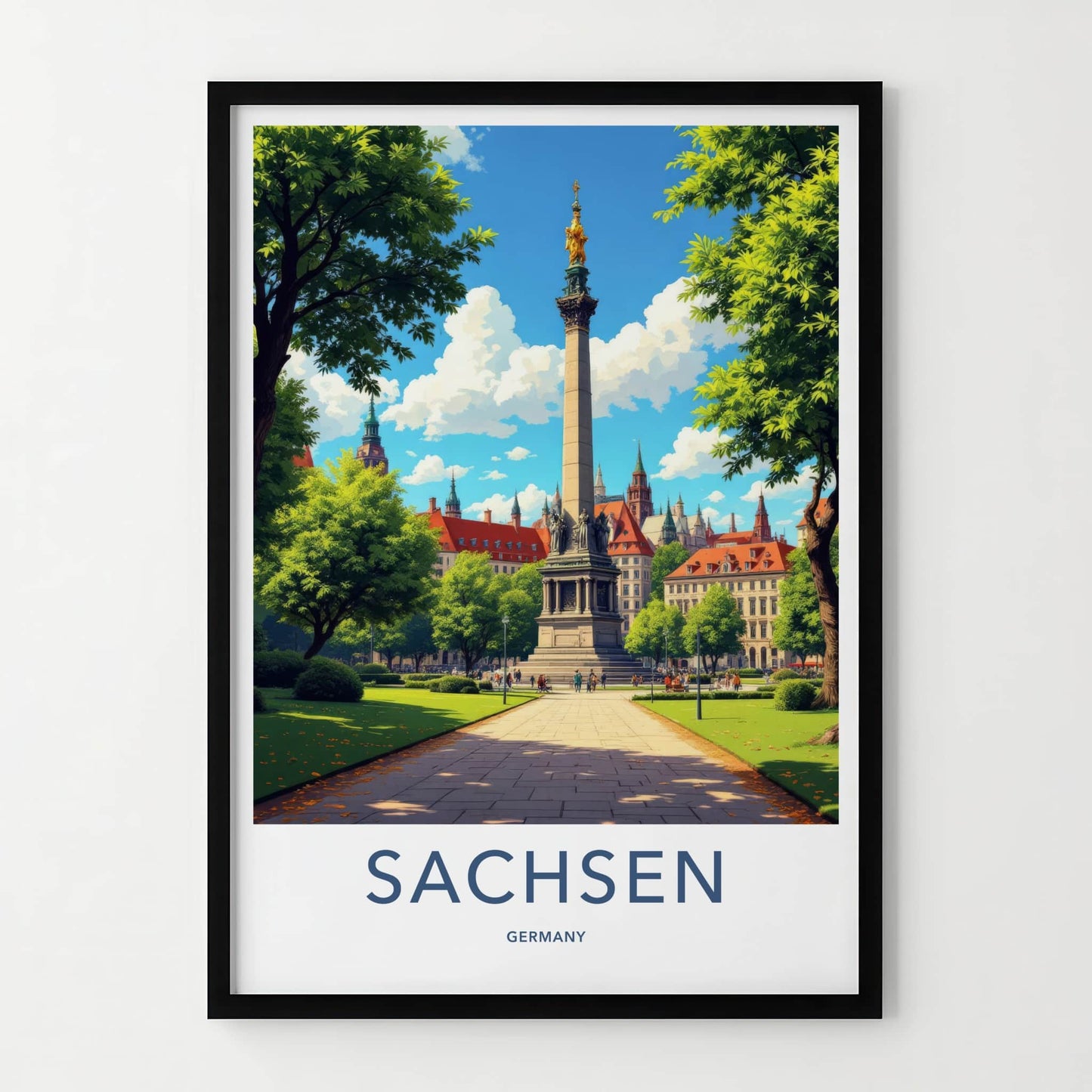Sachsen Poster - Germany Travel Art - Grand Monument Park Home Decor