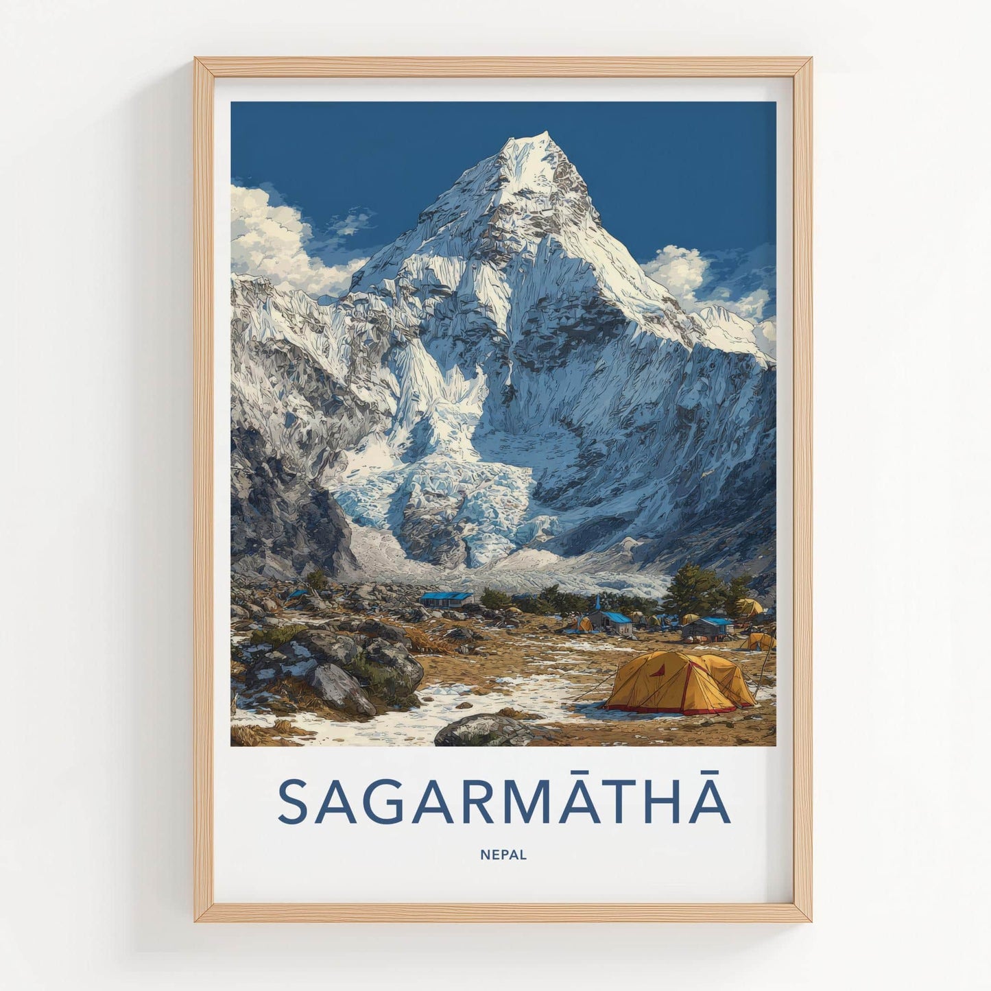 Sagarmatha Poster - Nepal Travel Art - Mountain Base Camp Home Decor