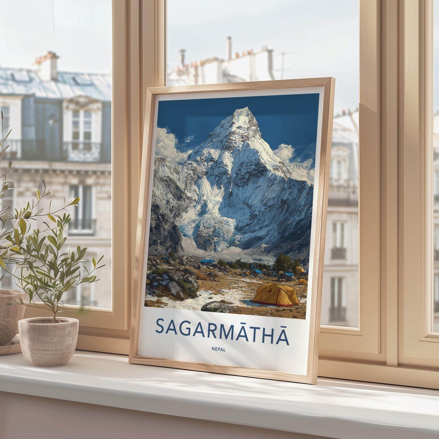 Sagarmatha Poster - Nepal Travel Art - Mountain Base Camp Home Decor
