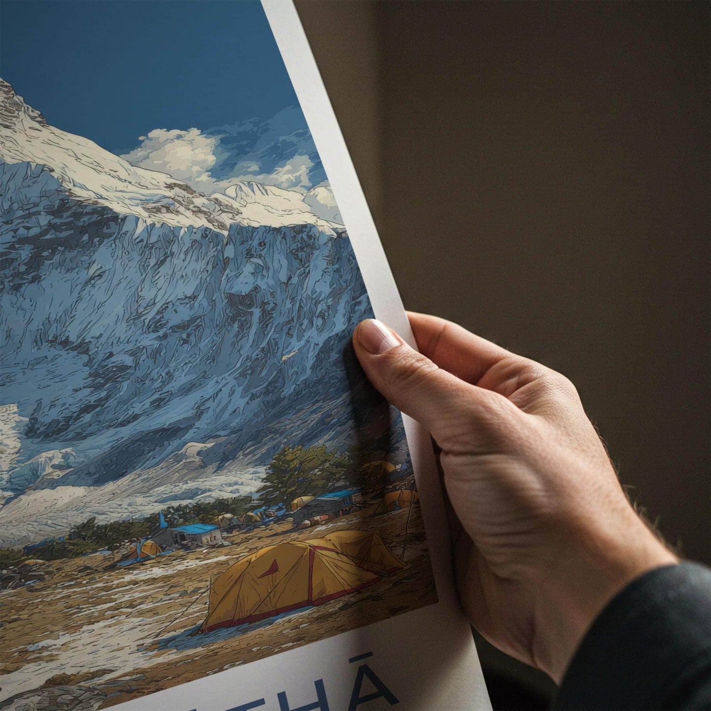 Sagarmatha Poster - Nepal Travel Art - Mountain Base Camp Home Decor