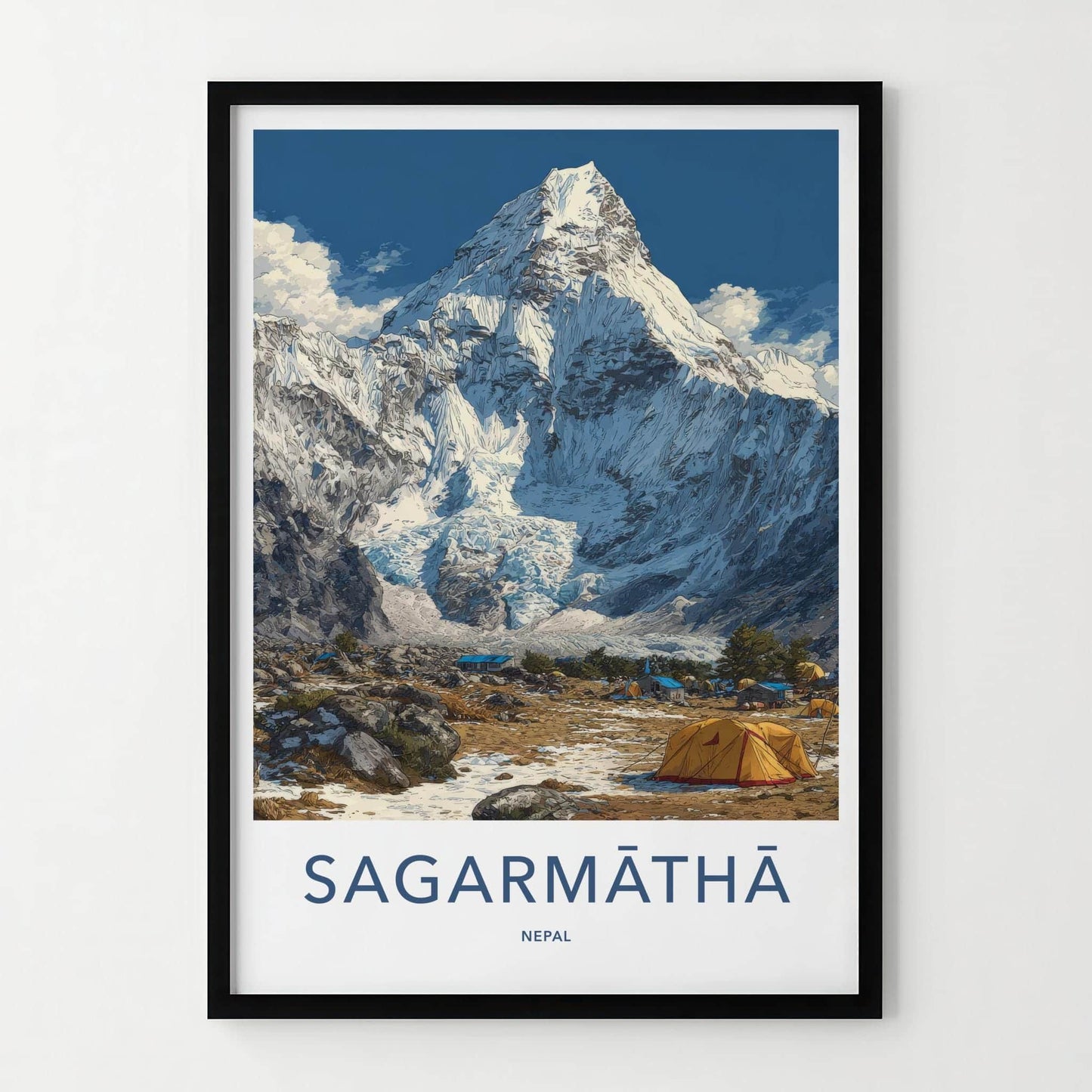 Sagarmatha Poster - Nepal Travel Art - Mountain Base Camp Home Decor