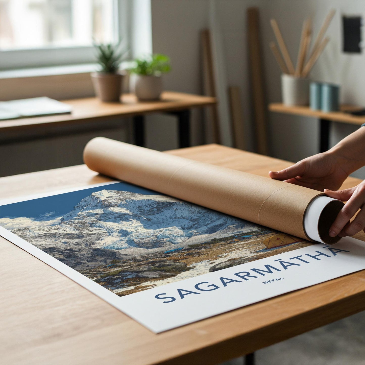 Sagarmatha Poster - Nepal Travel Art - Mountain Base Camp Home Decor