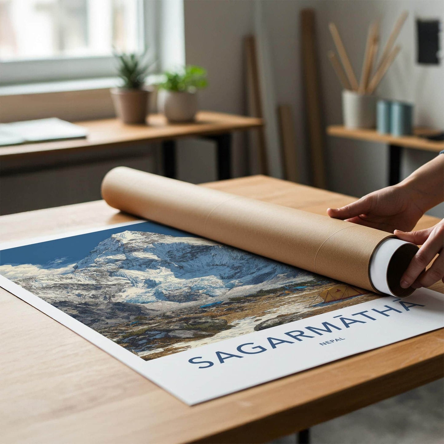 Sagarmatha Poster - Nepal Travel Art - Mountain Base Camp Home Decor