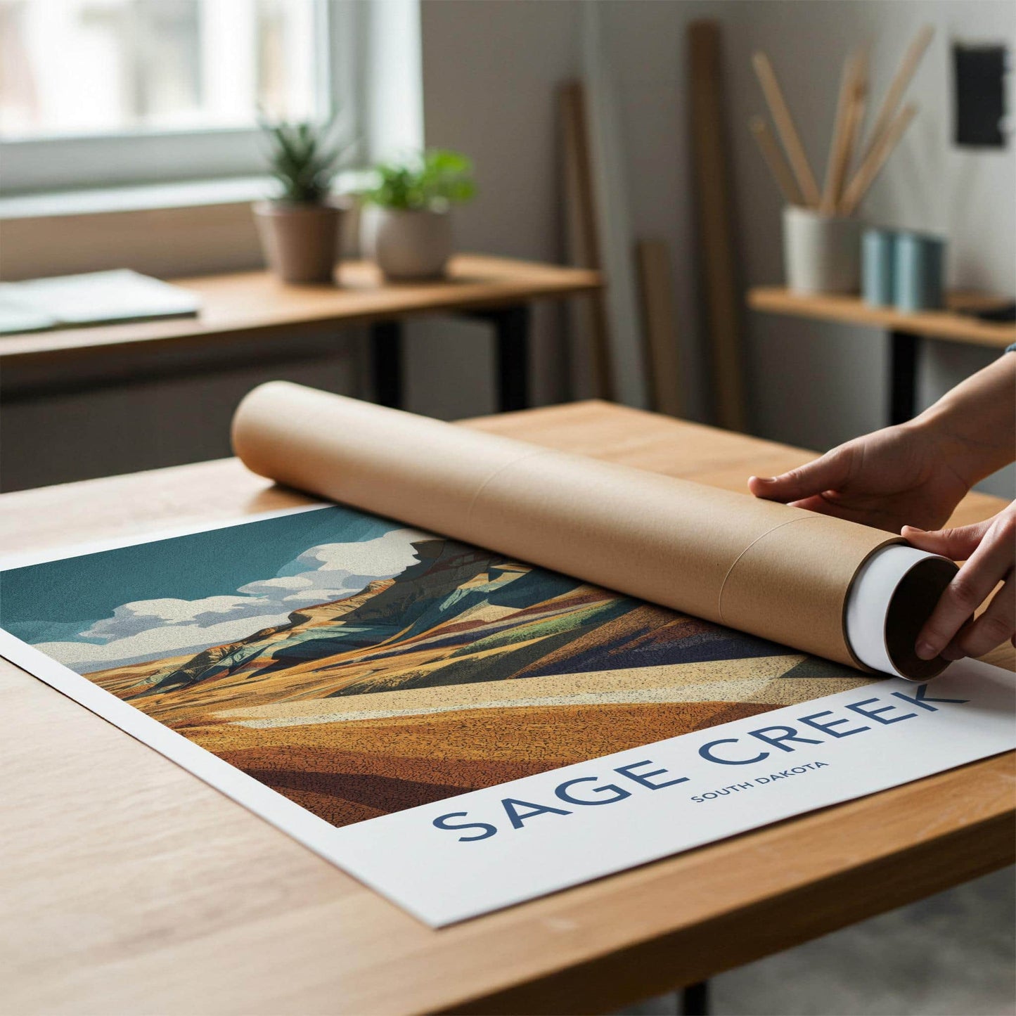 Sage Creek Poster - South Dakota Art Print - Layered Badlands Vista Wall Decor