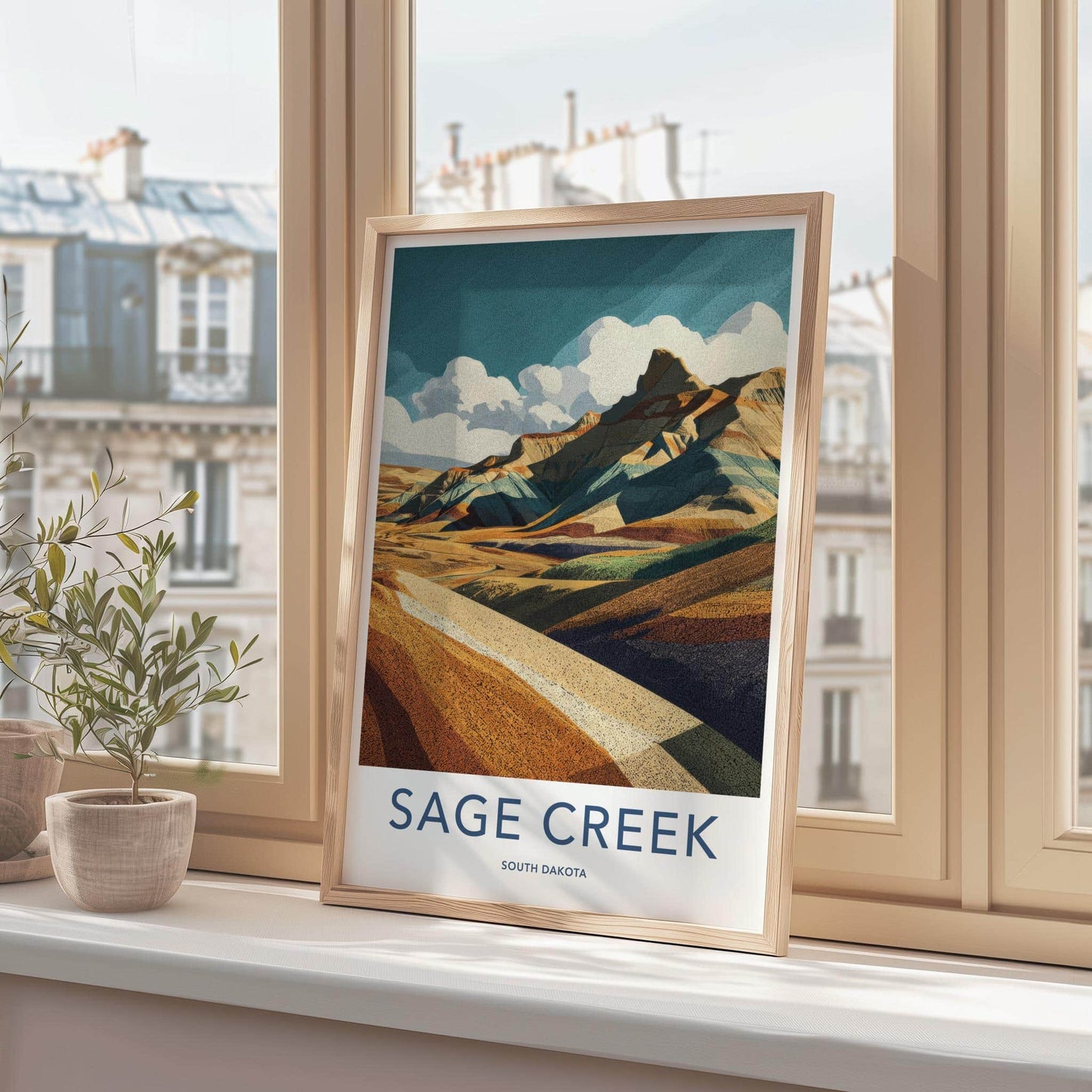 Sage Creek Poster - South Dakota Art Print - Layered Badlands Vista Wall Decor