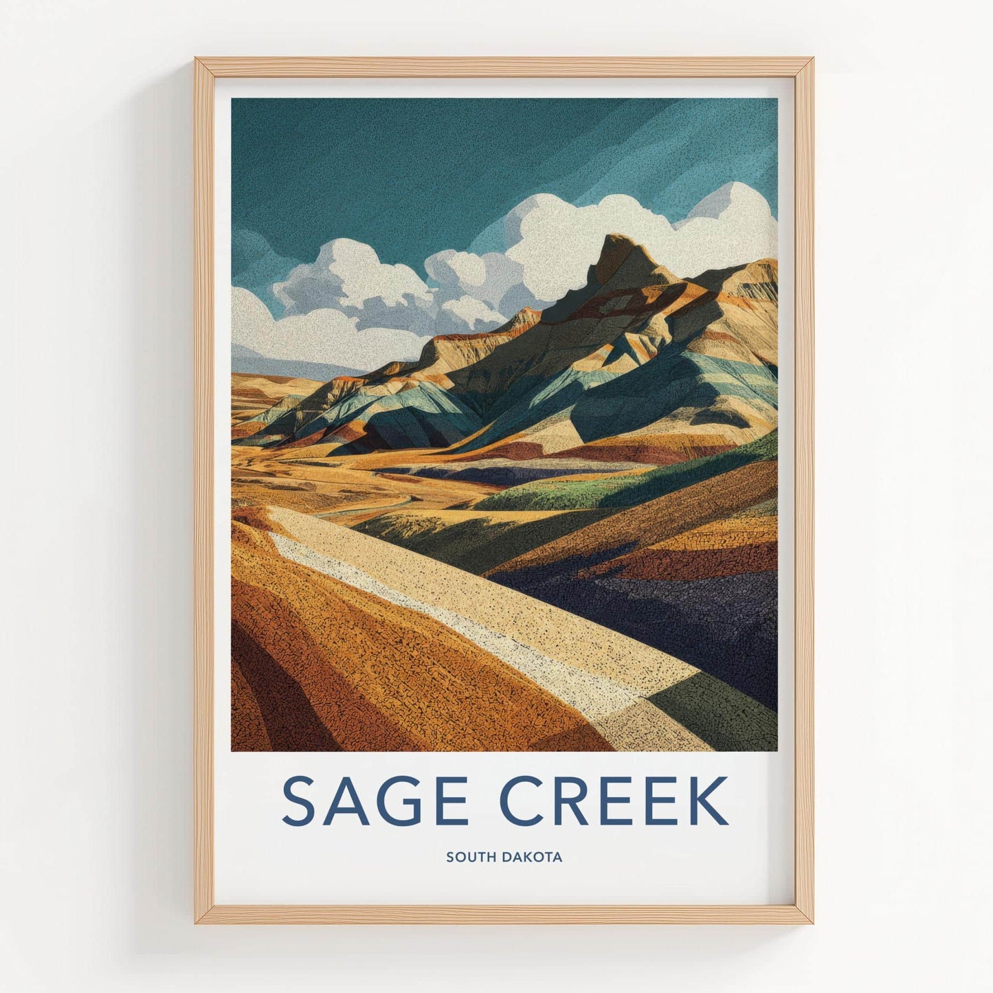 Sage Creek Poster - South Dakota Art Print - Layered Badlands Vista Wall Decor