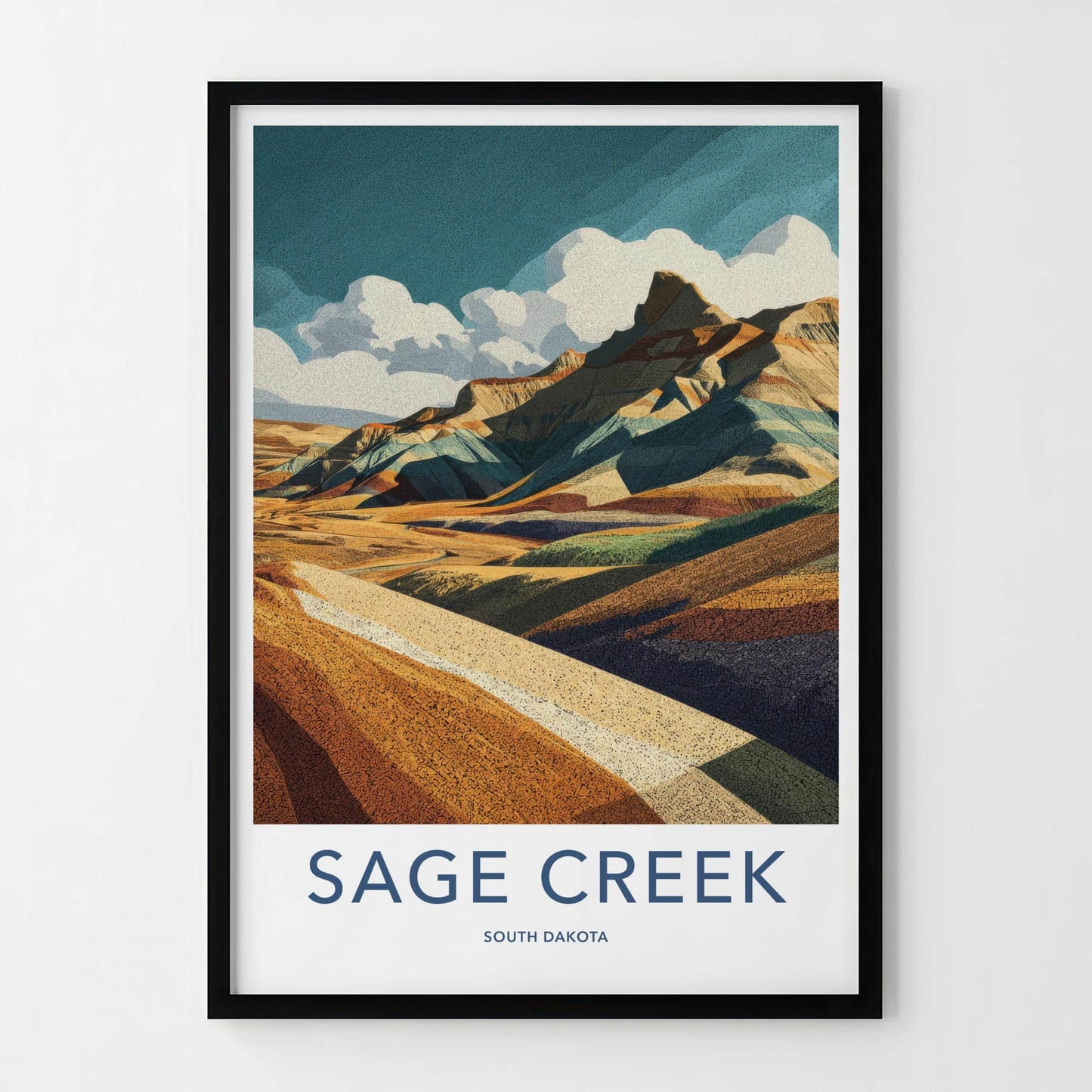 Sage Creek Poster - South Dakota Art Print - Layered Badlands Vista Wall Decor