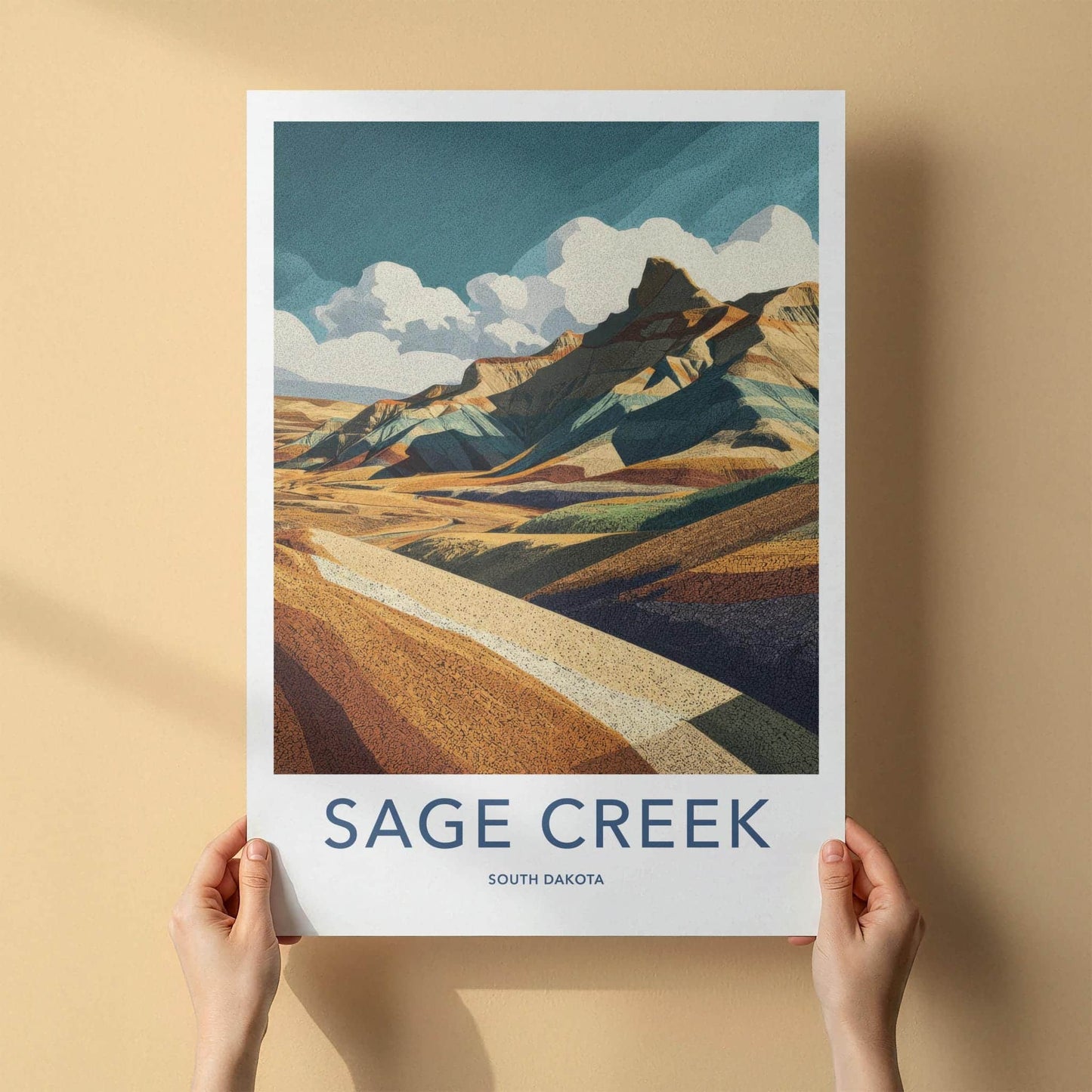 Sage Creek Poster - South Dakota Art Print - Layered Badlands Vista Wall Decor