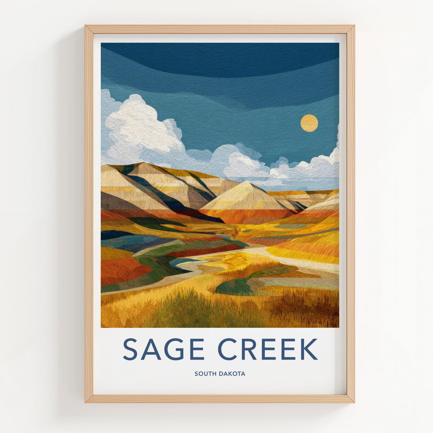 Sage Creek Poster - South Dakota Travel Art - Layered Prairie Hills Wall Decor