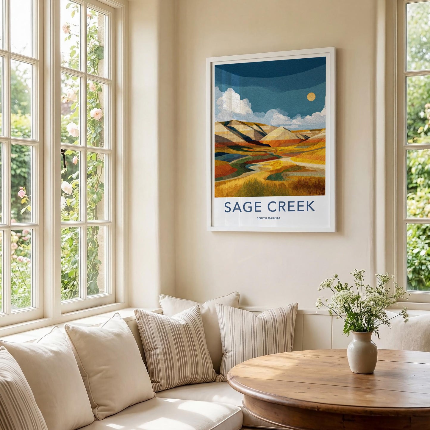 Sage Creek Poster - South Dakota Travel Art - Layered Prairie Hills Wall Decor