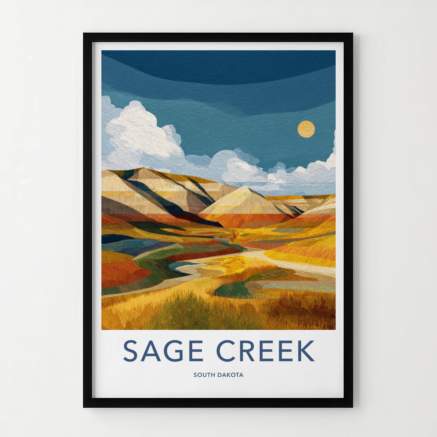 Sage Creek Poster - South Dakota Travel Art - Layered Prairie Hills Wall Decor