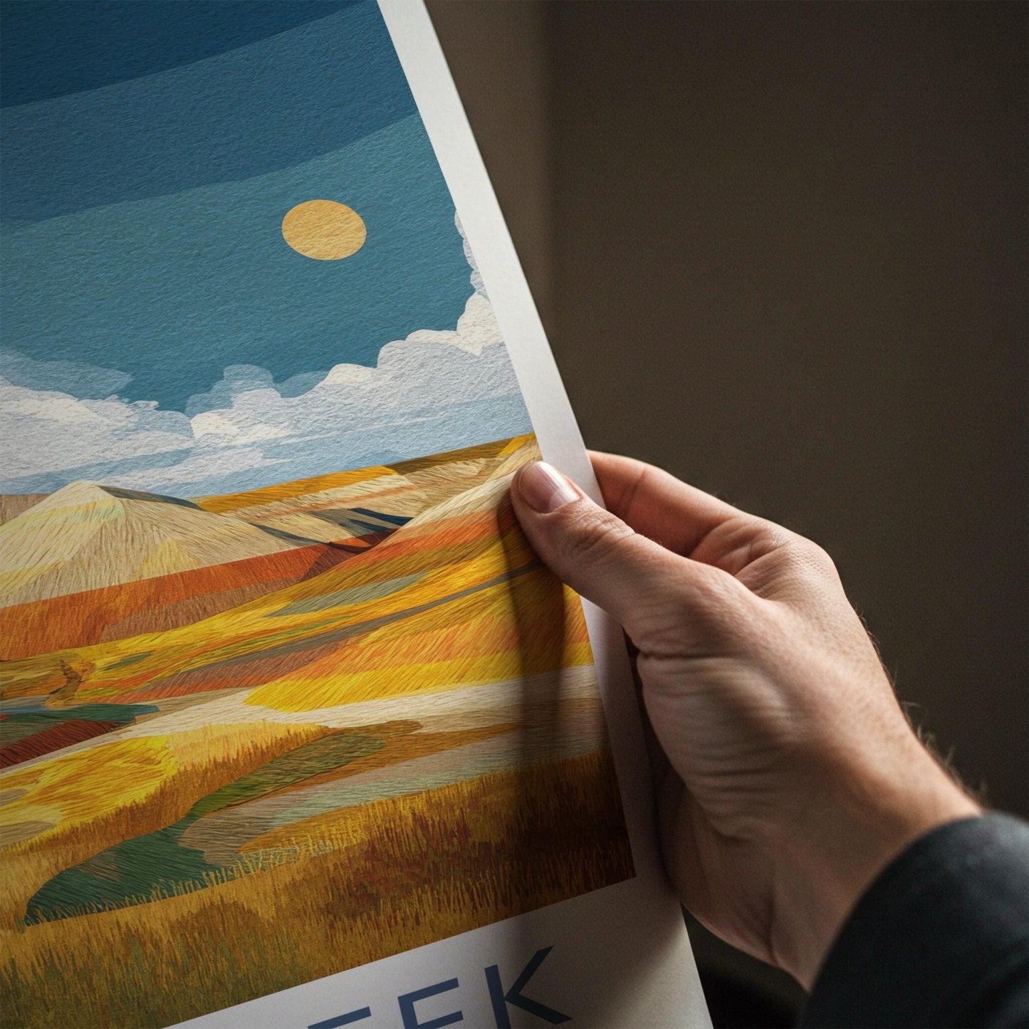Sage Creek Poster - South Dakota Travel Art - Layered Prairie Hills Wall Decor