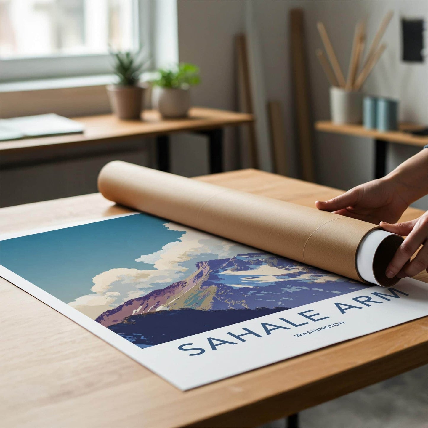 Sahale Arm Poster - Washington Travel Art - Snowy Mountain Peaks Home Decor