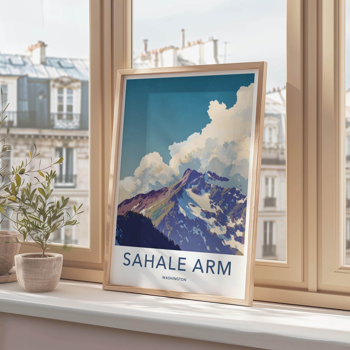 Sahale Arm Poster - Washington Travel Art - Snowy Mountain Peaks Home Decor
