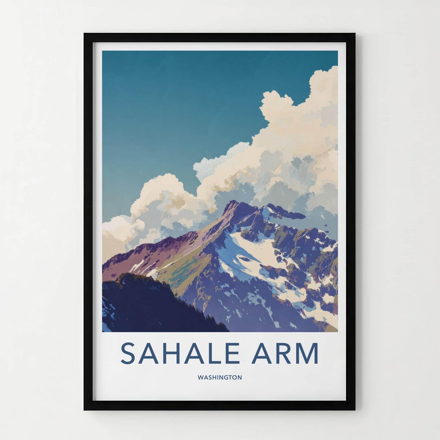 Sahale Arm Poster - Washington Travel Art - Snowy Mountain Peaks Home Decor