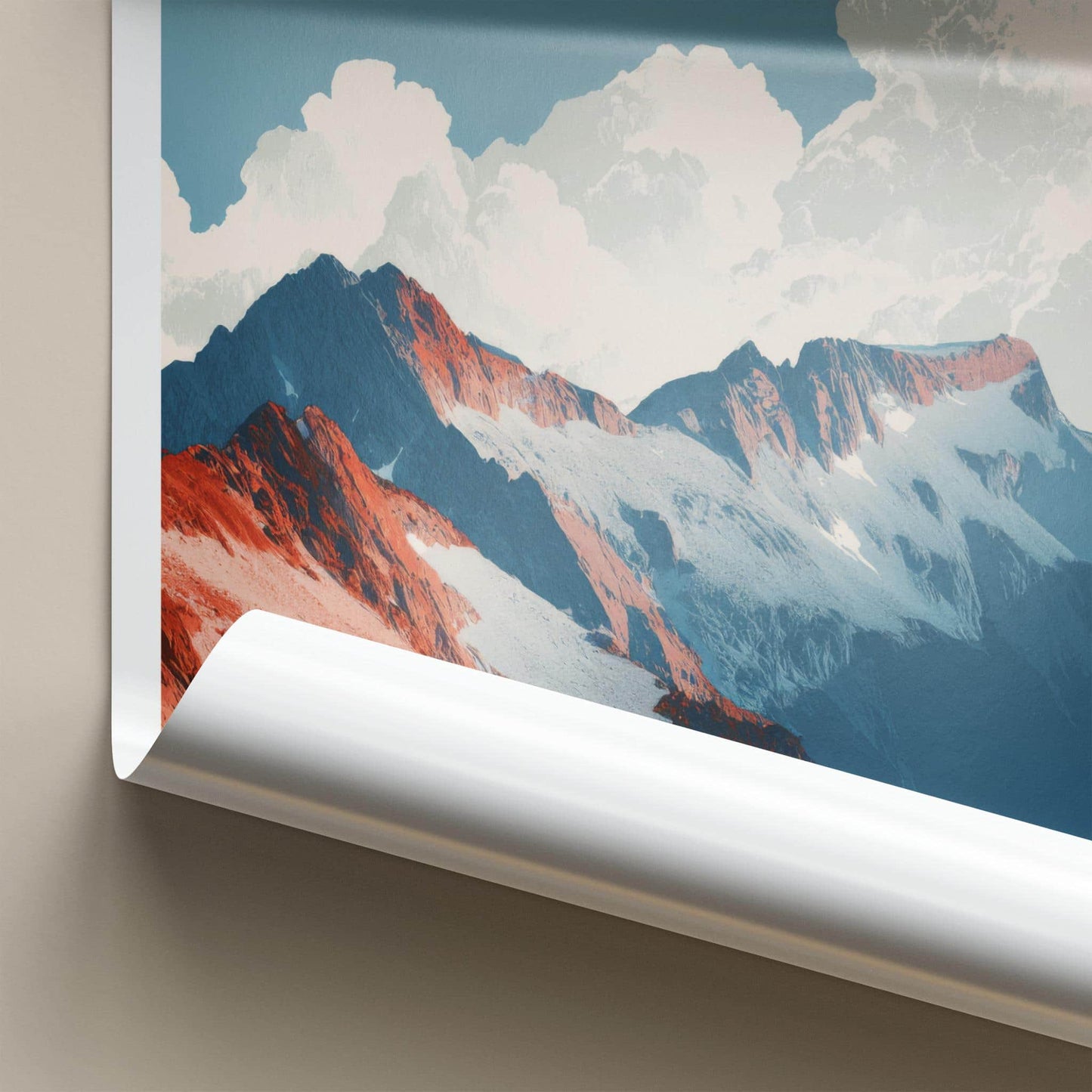 Sahale Arm Poster - Washington Wall Art - Reddish Mountain Peaks Home Decor