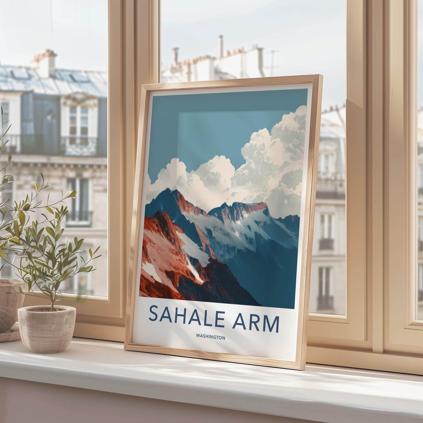 Sahale Arm Poster - Washington Wall Art - Reddish Mountain Peaks Home Decor