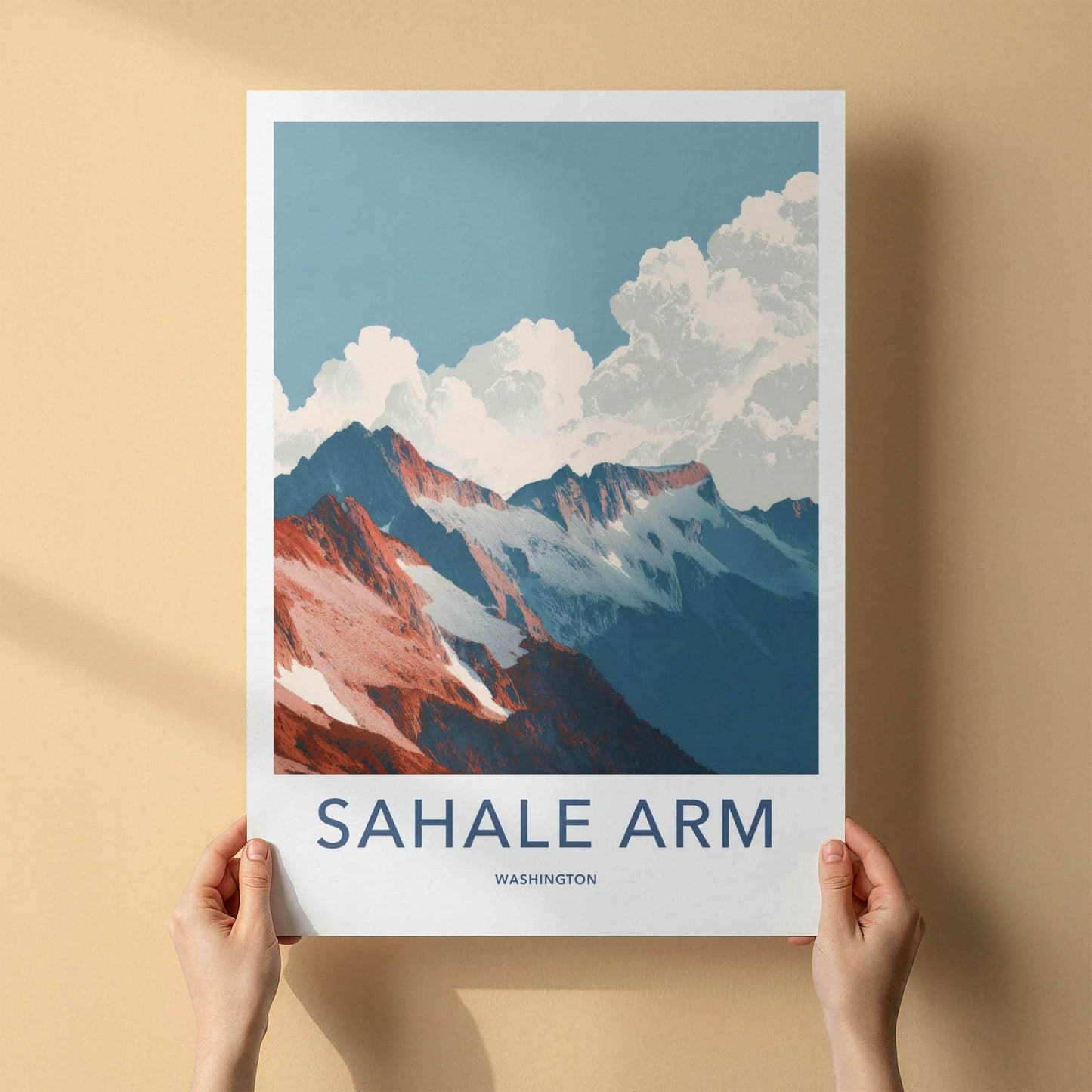 Sahale Arm Poster - Washington Wall Art - Reddish Mountain Peaks Home Decor