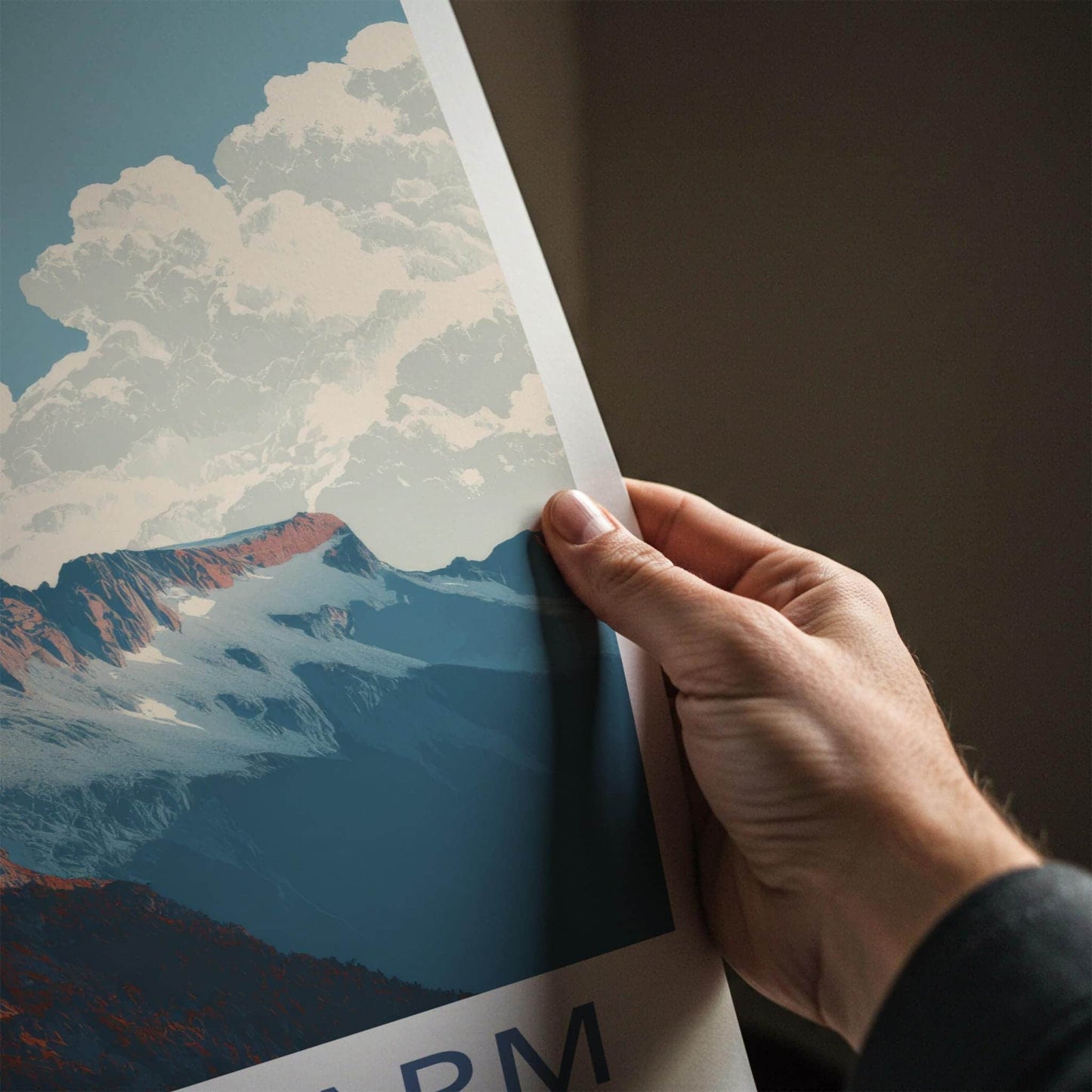 Sahale Arm Poster - Washington Wall Art - Reddish Mountain Peaks Home Decor