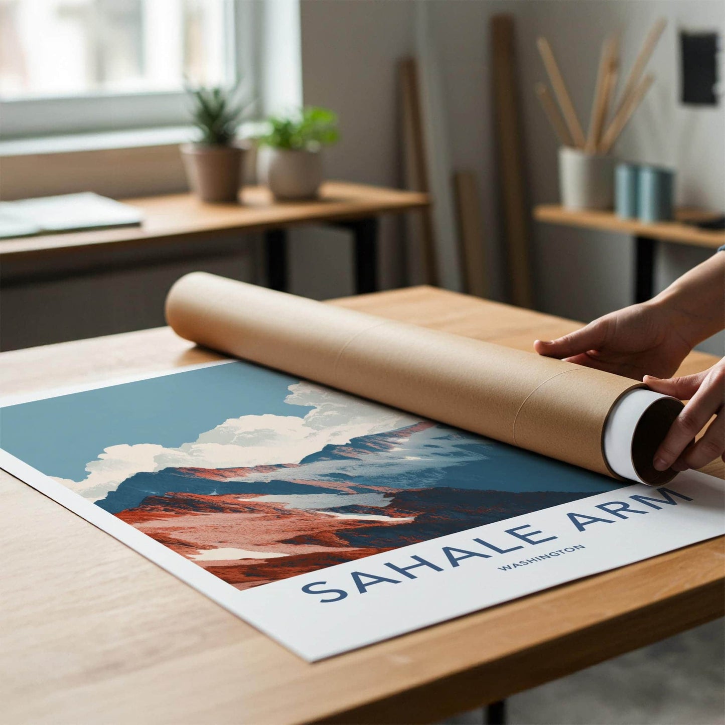 Sahale Arm Poster - Washington Wall Art - Reddish Mountain Peaks Home Decor