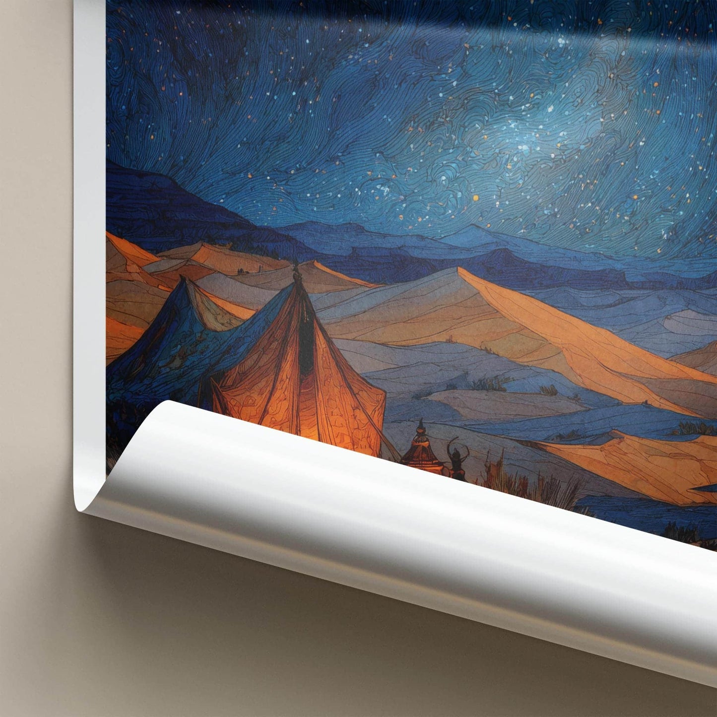 Sahara Desert Poster - Morocco Travel Art - Desert Starry Night Home Decor