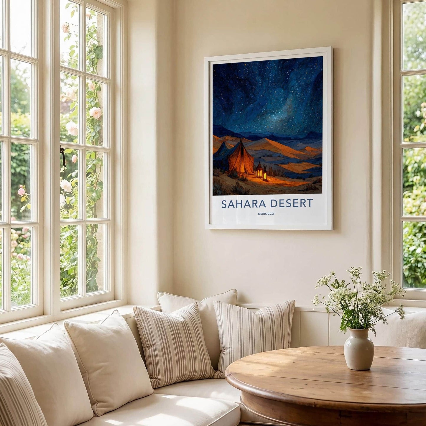 Sahara Desert Poster - Morocco Travel Art - Desert Starry Night Home Decor