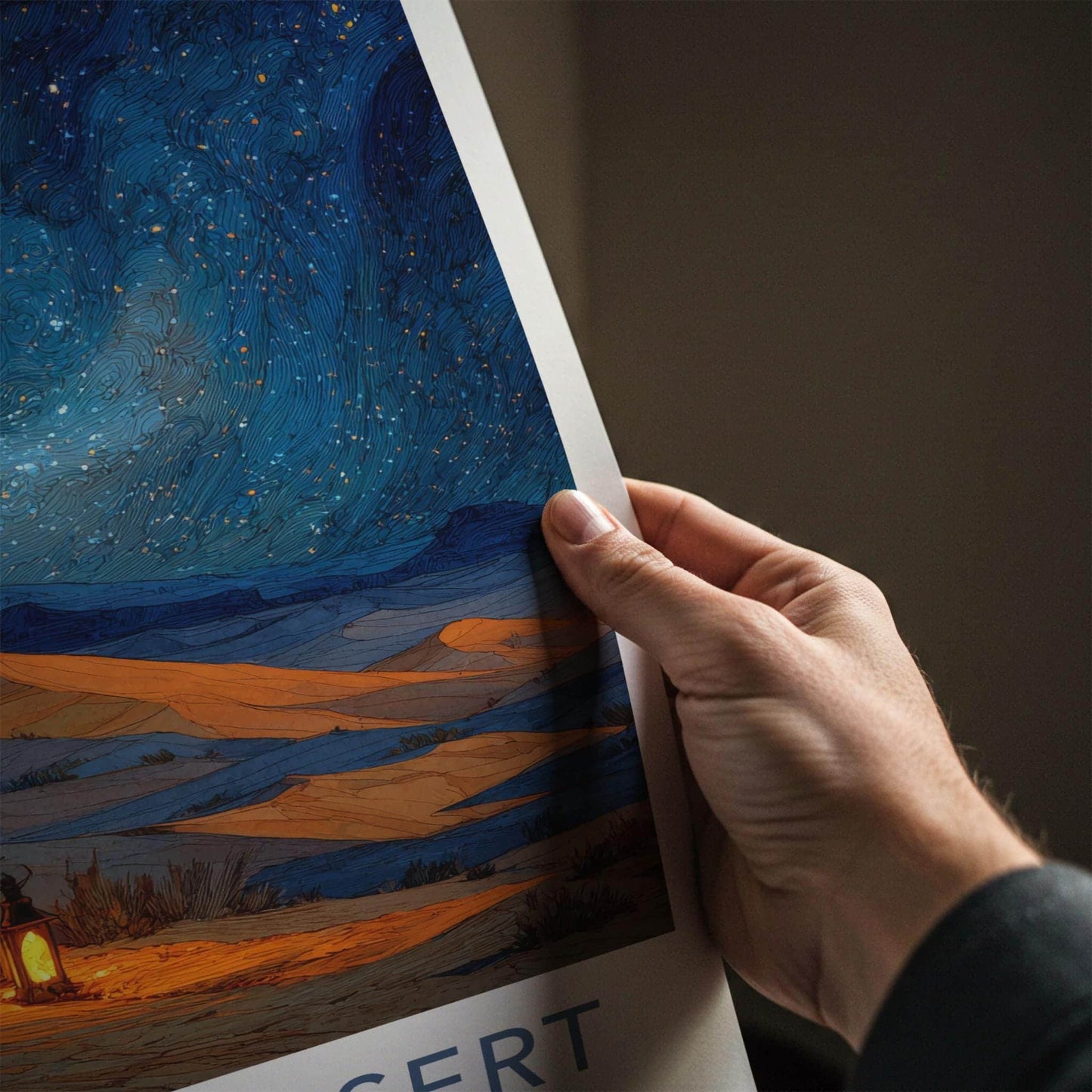 Sahara Desert Poster - Morocco Travel Art - Desert Starry Night Home Decor