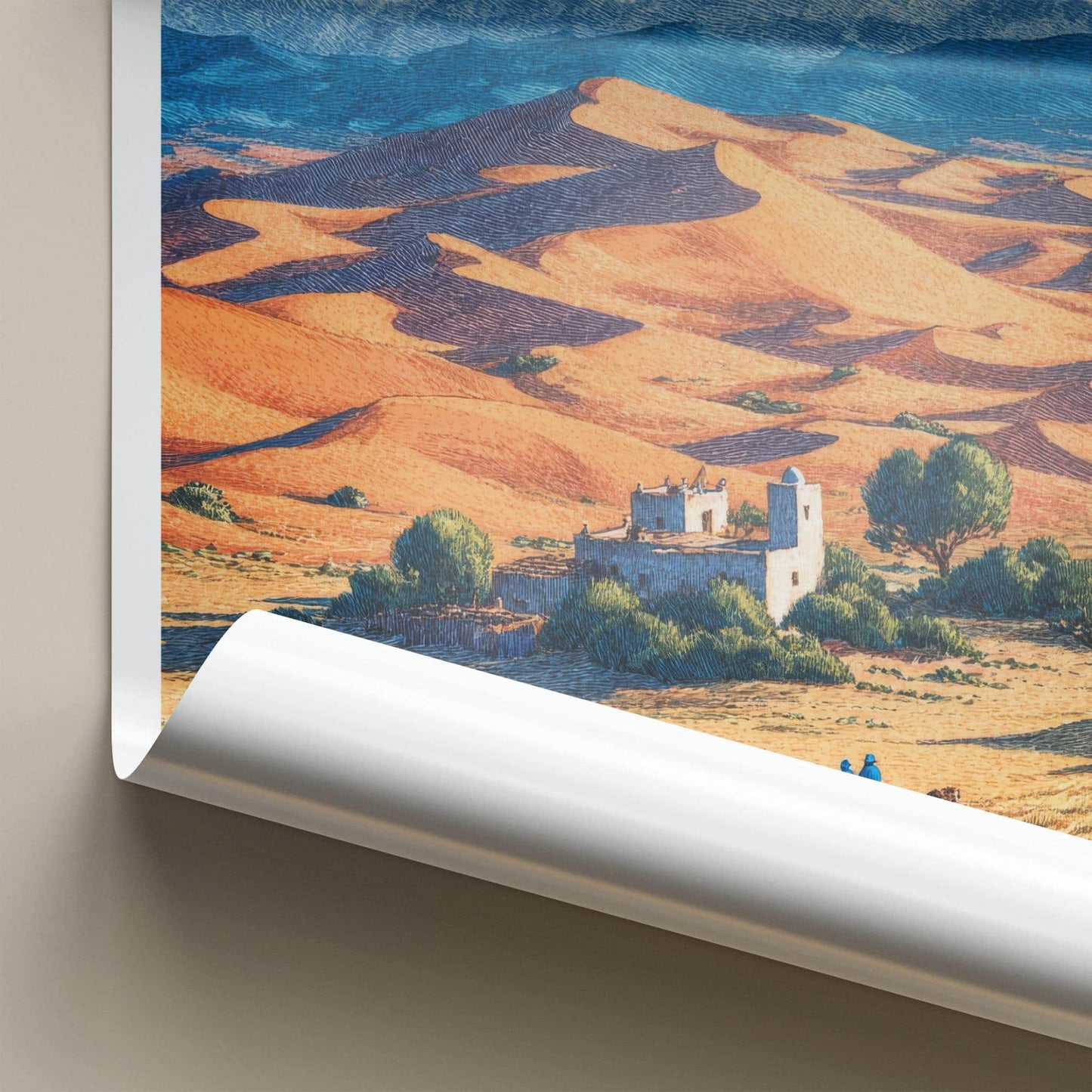 Sahara Desert Poster - Morocco Travel Art - Desert Village Scene Home Decor