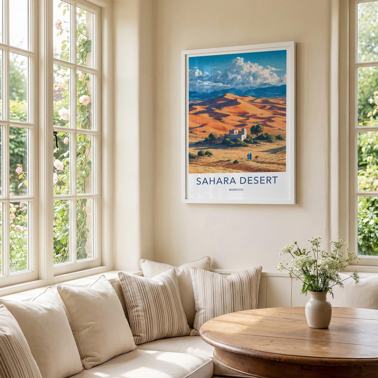 Sahara Desert Poster - Morocco Travel Art - Desert Village Scene Home Decor