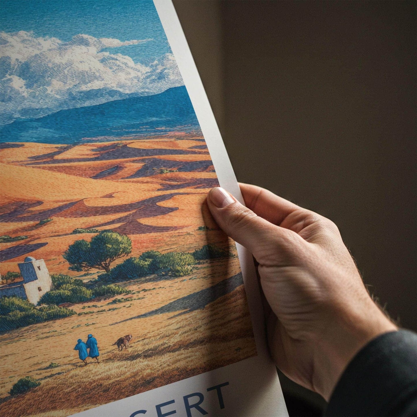 Sahara Desert Poster - Morocco Travel Art - Desert Village Scene Home Decor