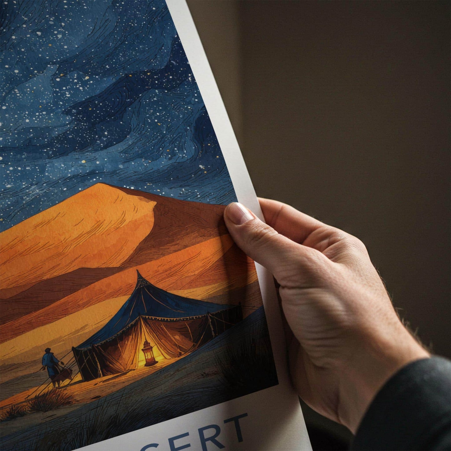 Sahara Desert Poster - Morocco Travel Art - Starry Desert Night Home Decor