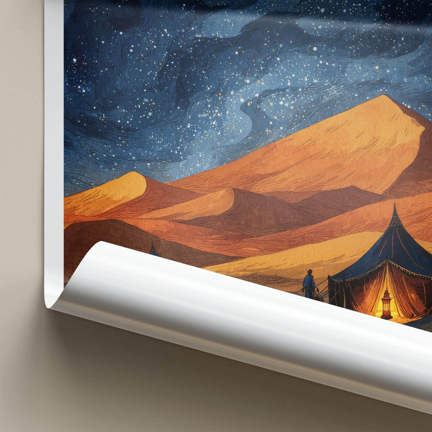 Sahara Desert Poster - Morocco Travel Art - Starry Desert Night Home Decor