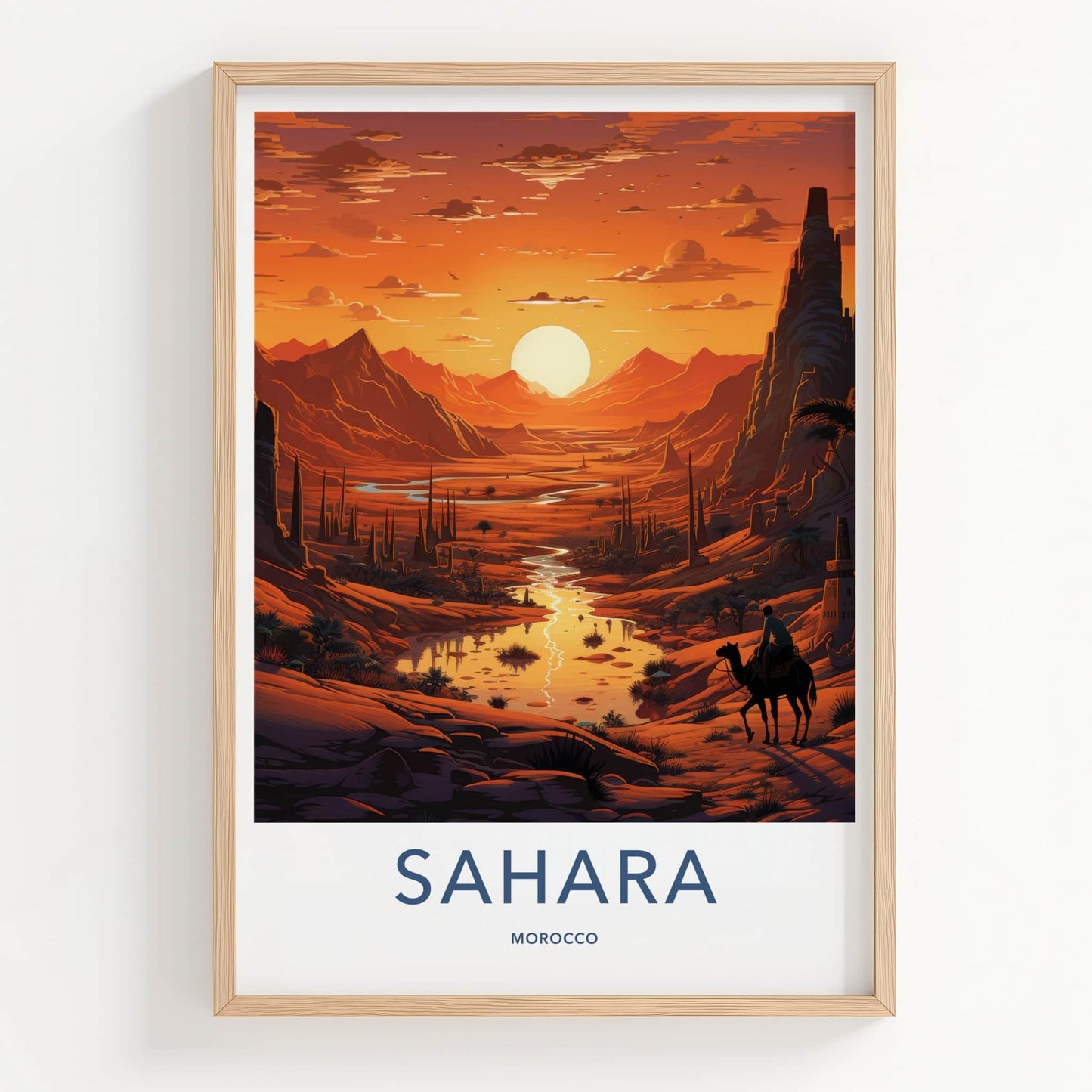 Sahara Poster - Morocco Framed Print - Desert Landscape Sunset Lounge Decor
