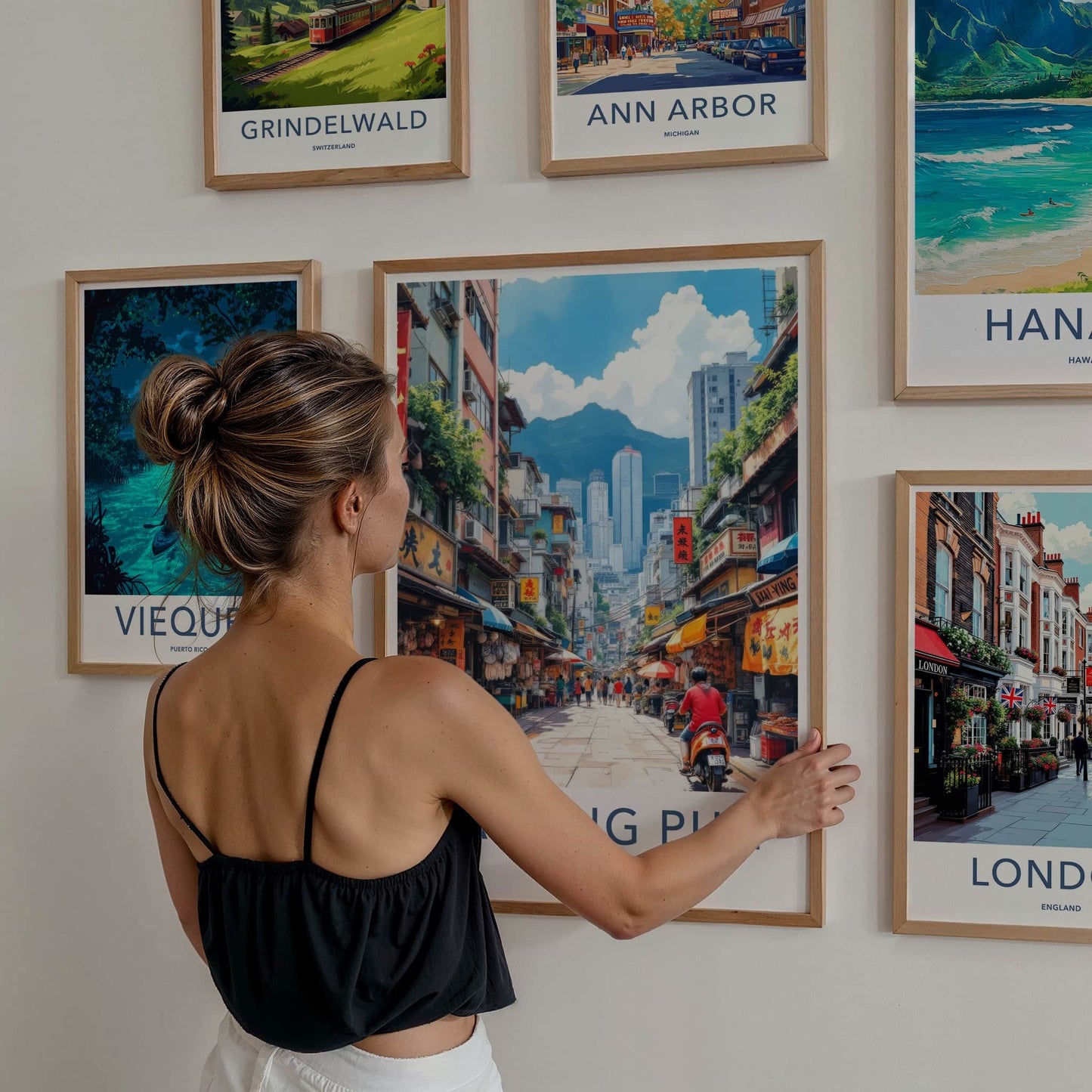 Sai Ying Pun Poster - Hong Kong Travel Art - Bustling Street Market Home Decor