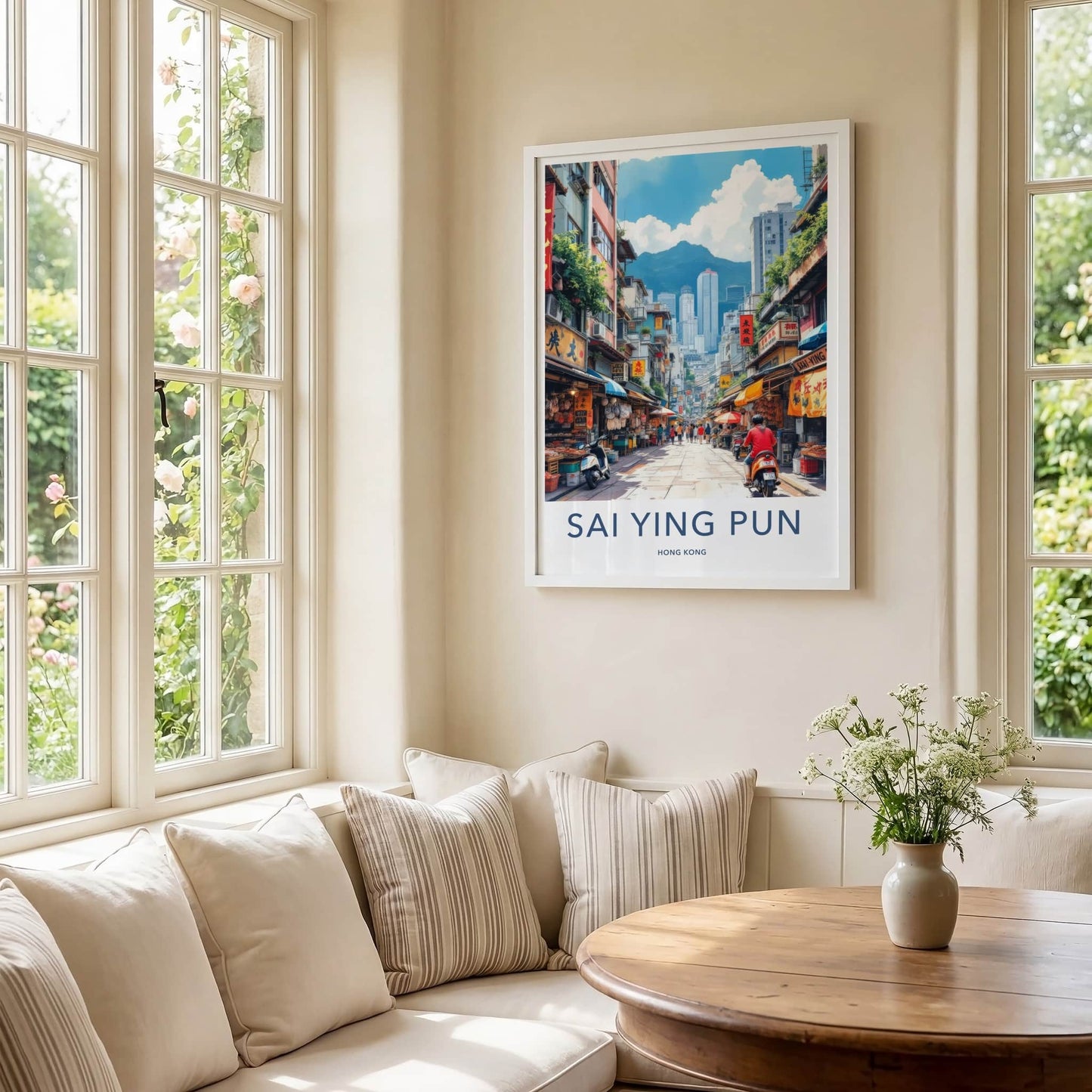 Sai Ying Pun Poster - Hong Kong Travel Art - Bustling Street Market Home Decor