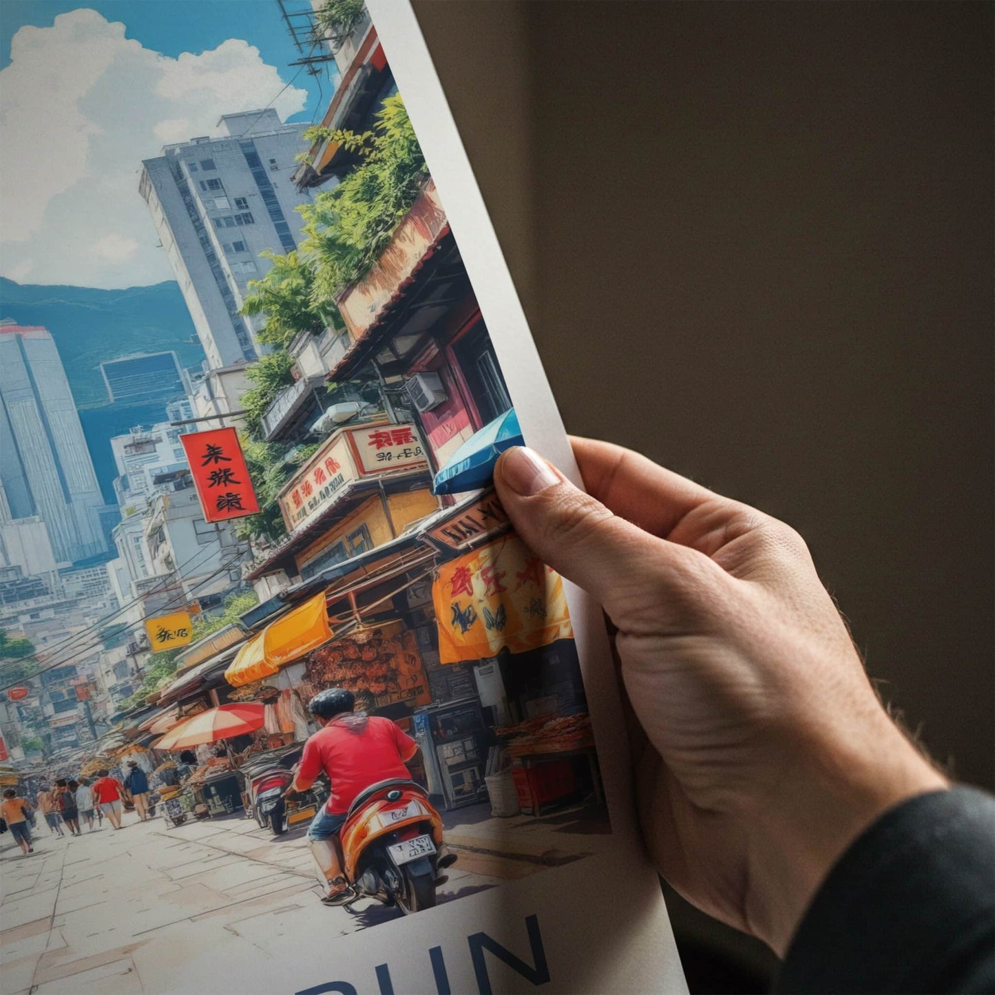 Sai Ying Pun Poster - Hong Kong Travel Art - Bustling Street Market Home Decor