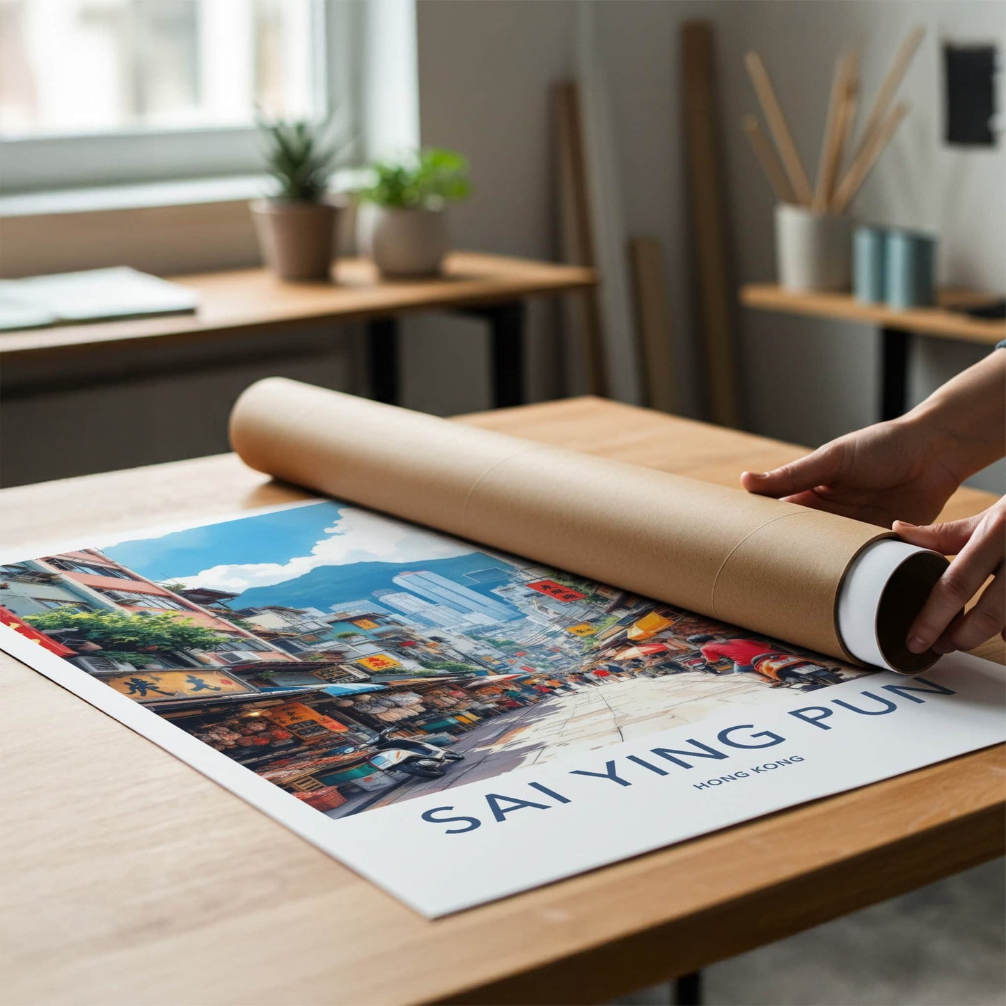 Sai Ying Pun Poster - Hong Kong Travel Art - Bustling Street Market Home Decor