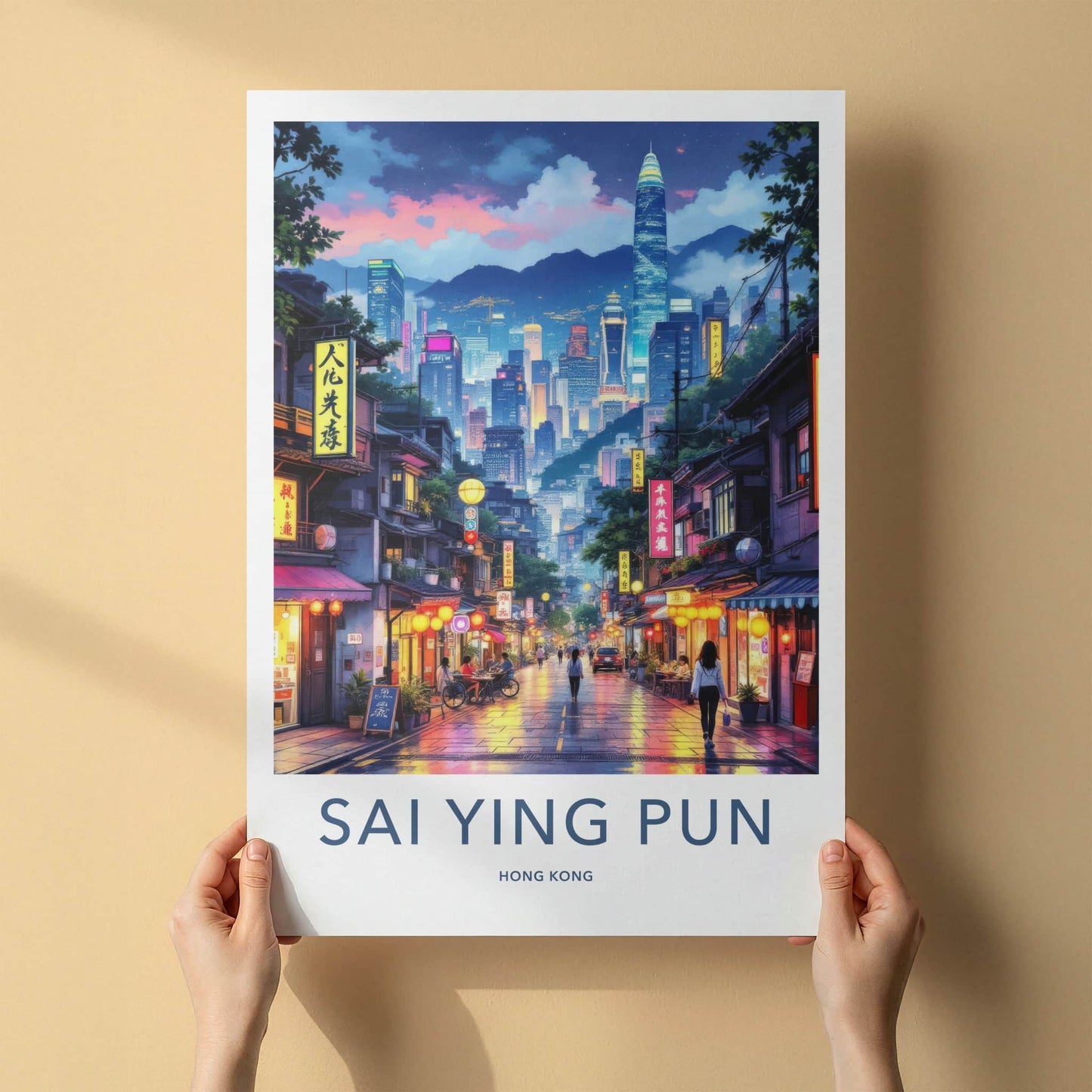 Sai Ying Pun Poster - Hong Kong Travel Art - Vibrant City Street Home Decor