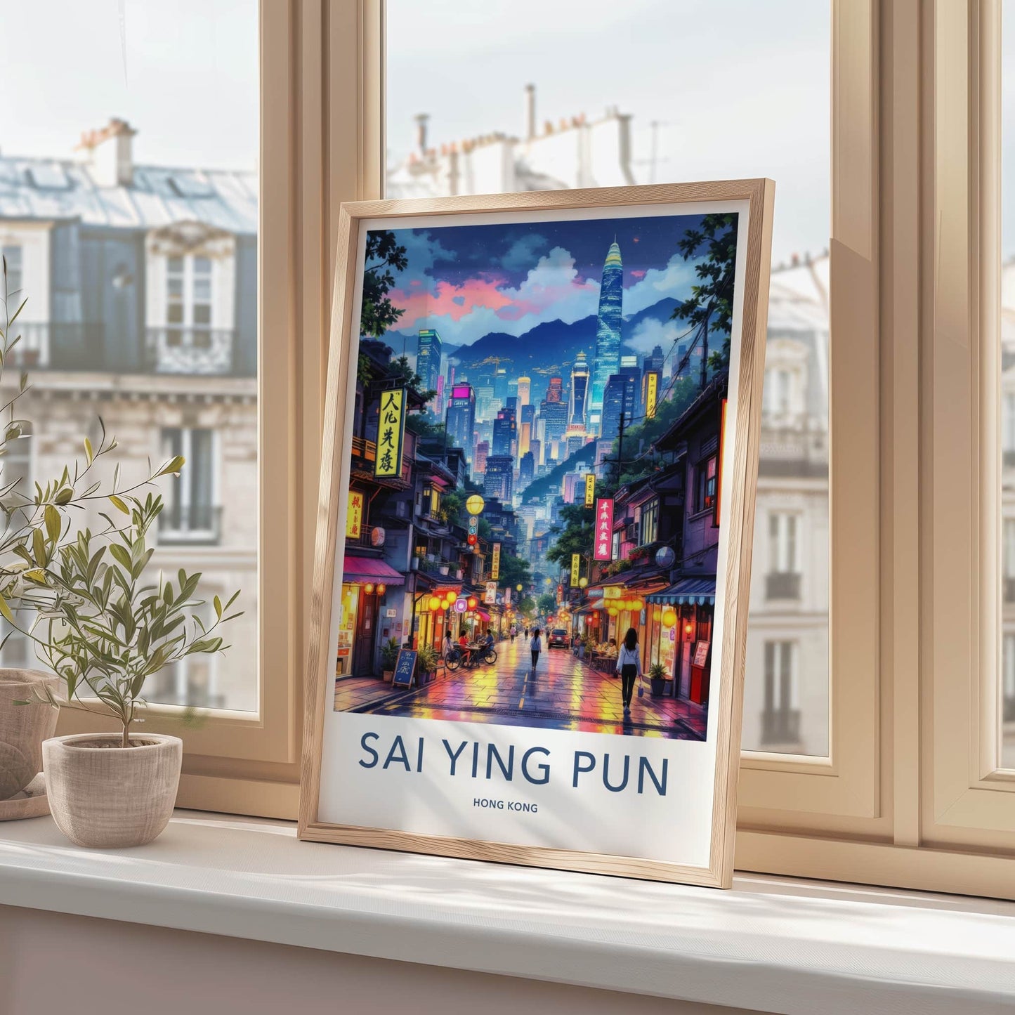 Sai Ying Pun Poster - Hong Kong Travel Art - Vibrant City Street Home Decor