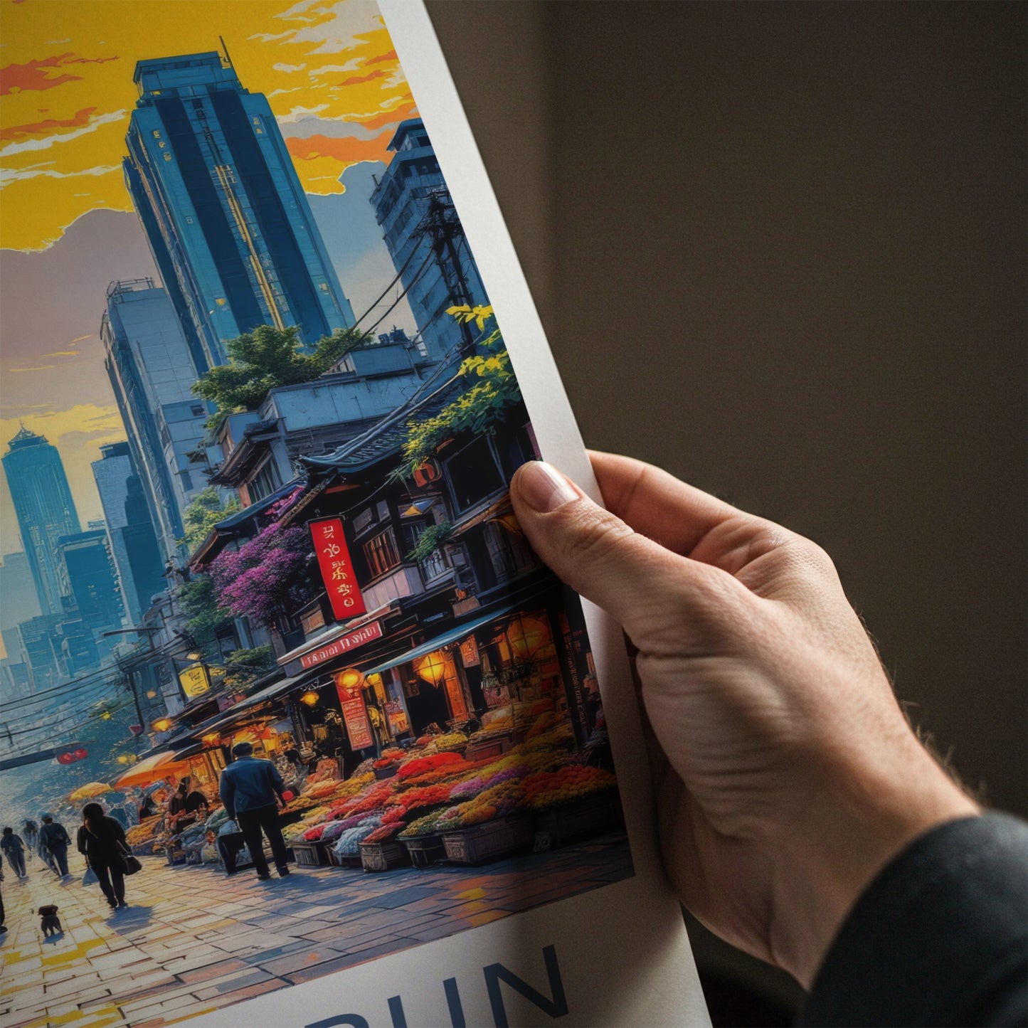 Sai Ying Pun Poster - Hong Kong Travel Art - Vibrant Market Asia Wall Decor