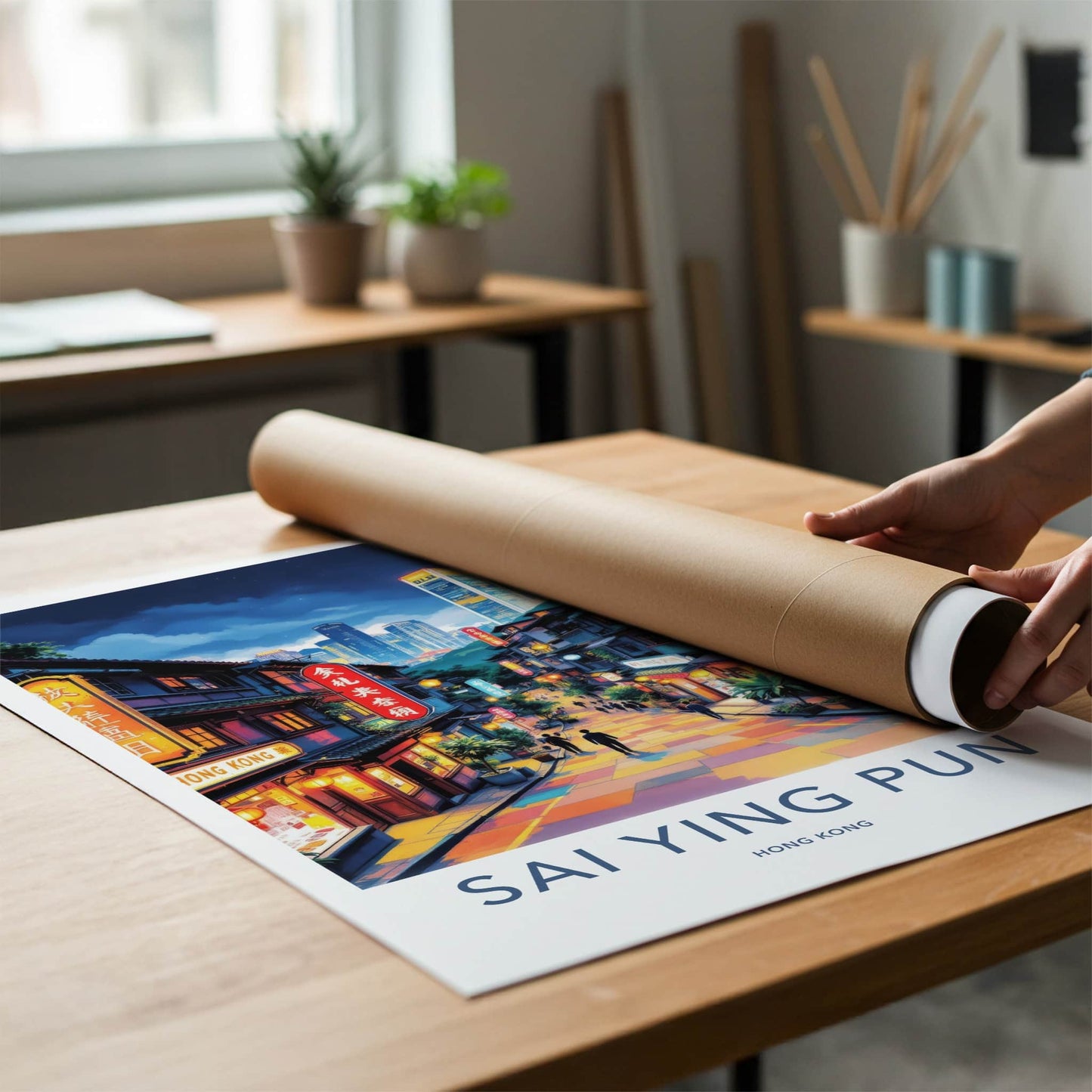 Sai Ying Pun Poster - Hong Kong Wall Art - Vibrant Street Scene Home Decor