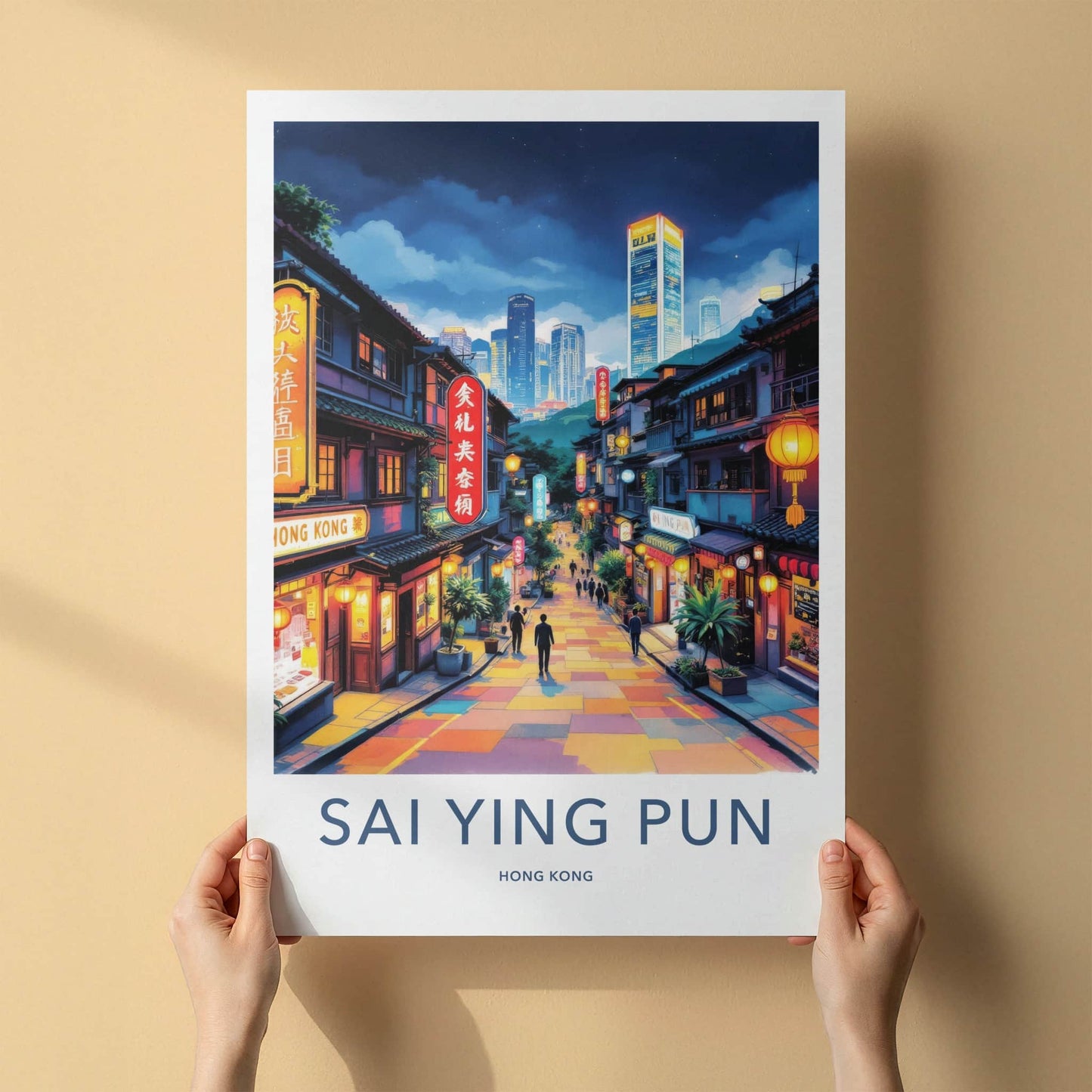 Sai Ying Pun Poster - Hong Kong Wall Art - Vibrant Street Scene Home Decor