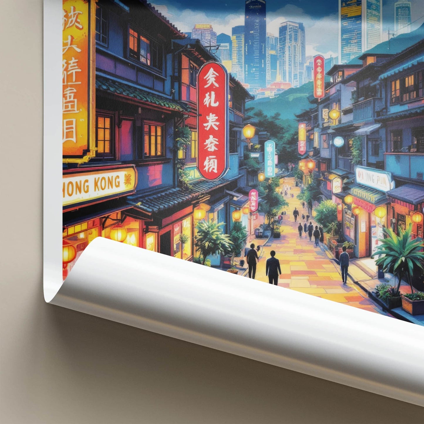 Sai Ying Pun Poster - Hong Kong Wall Art - Vibrant Street Scene Home Decor