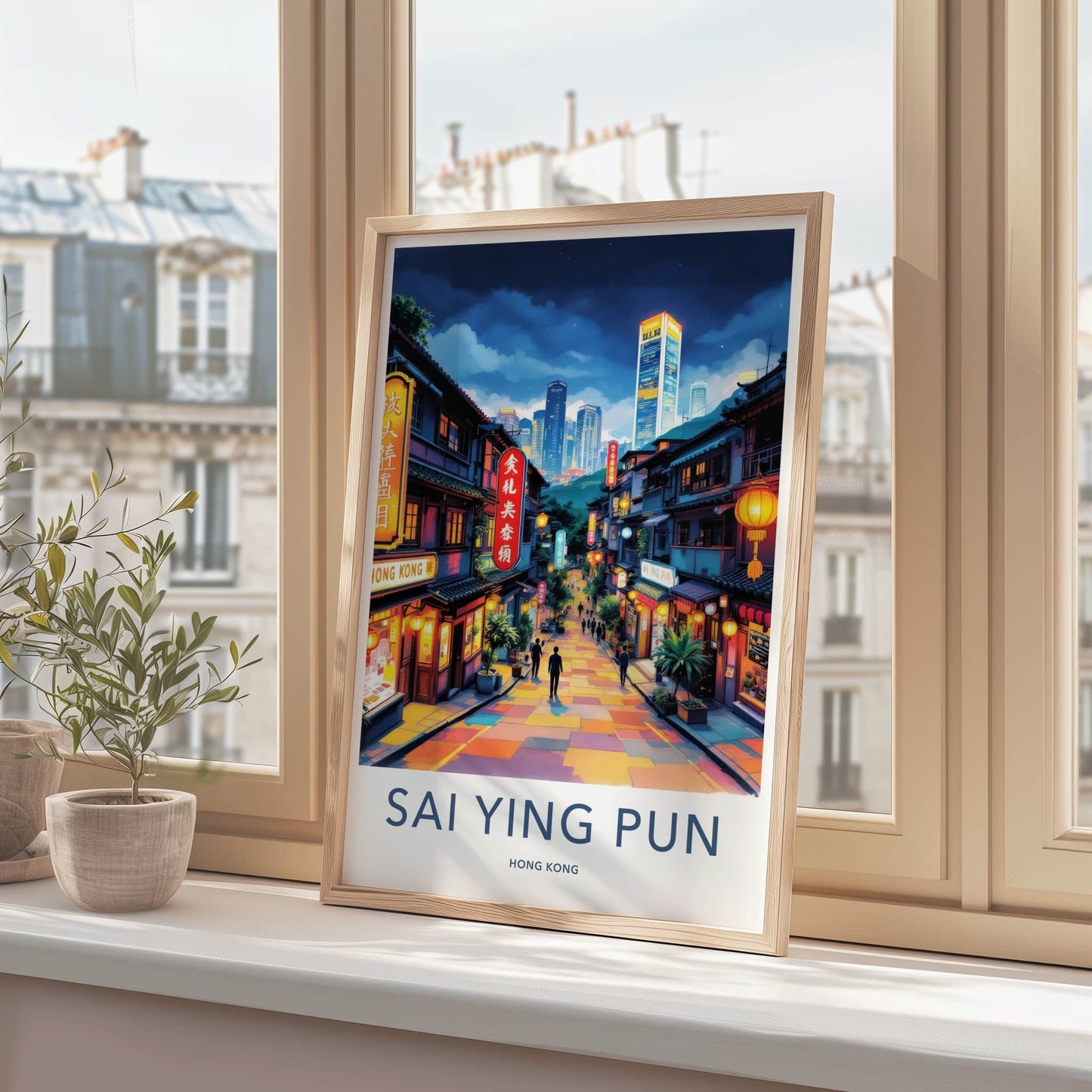 Sai Ying Pun Poster - Hong Kong Wall Art - Vibrant Street Scene Home Decor