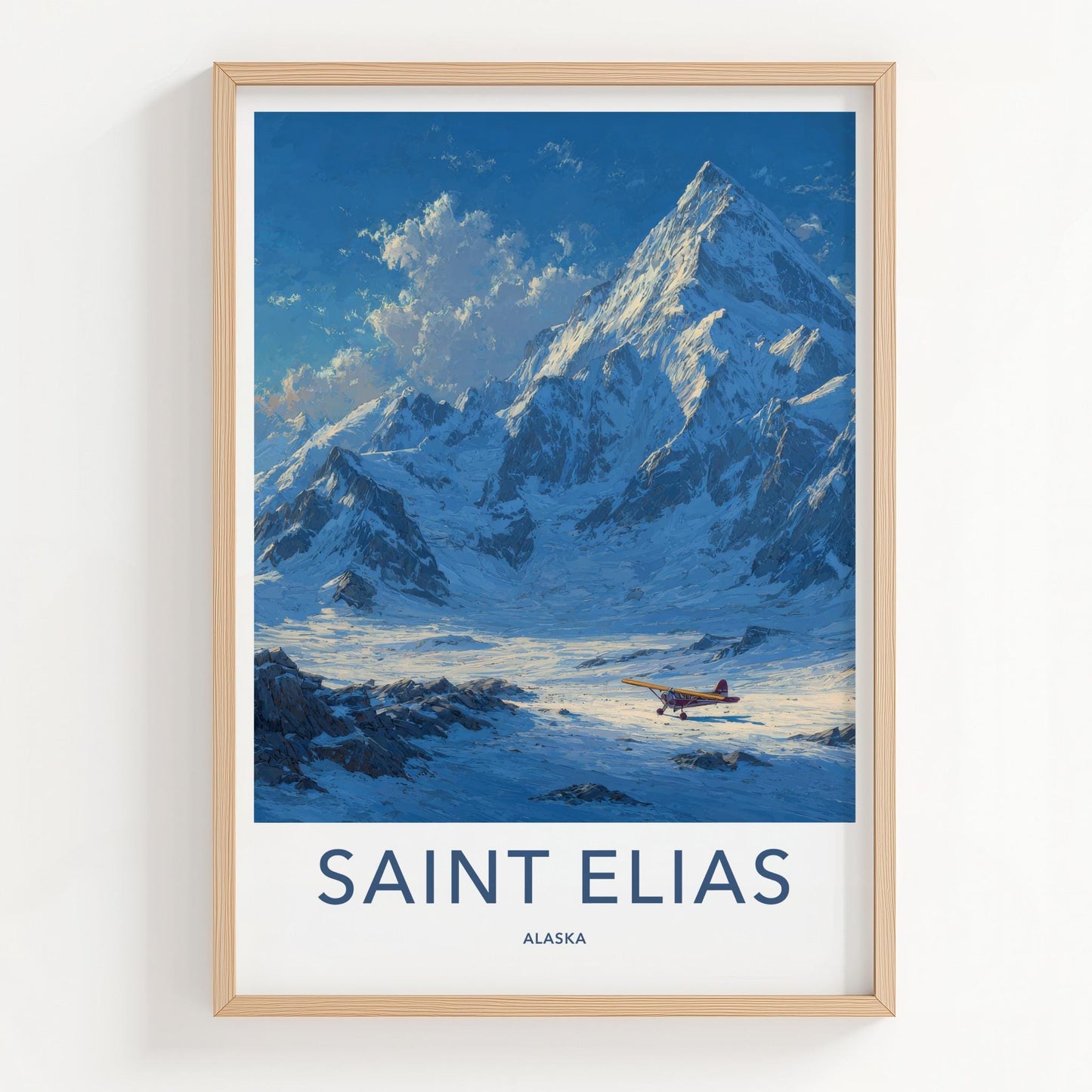 Saint Elias Poster - Alaska Travel Art - Plane Snowy Peaks Home Decor