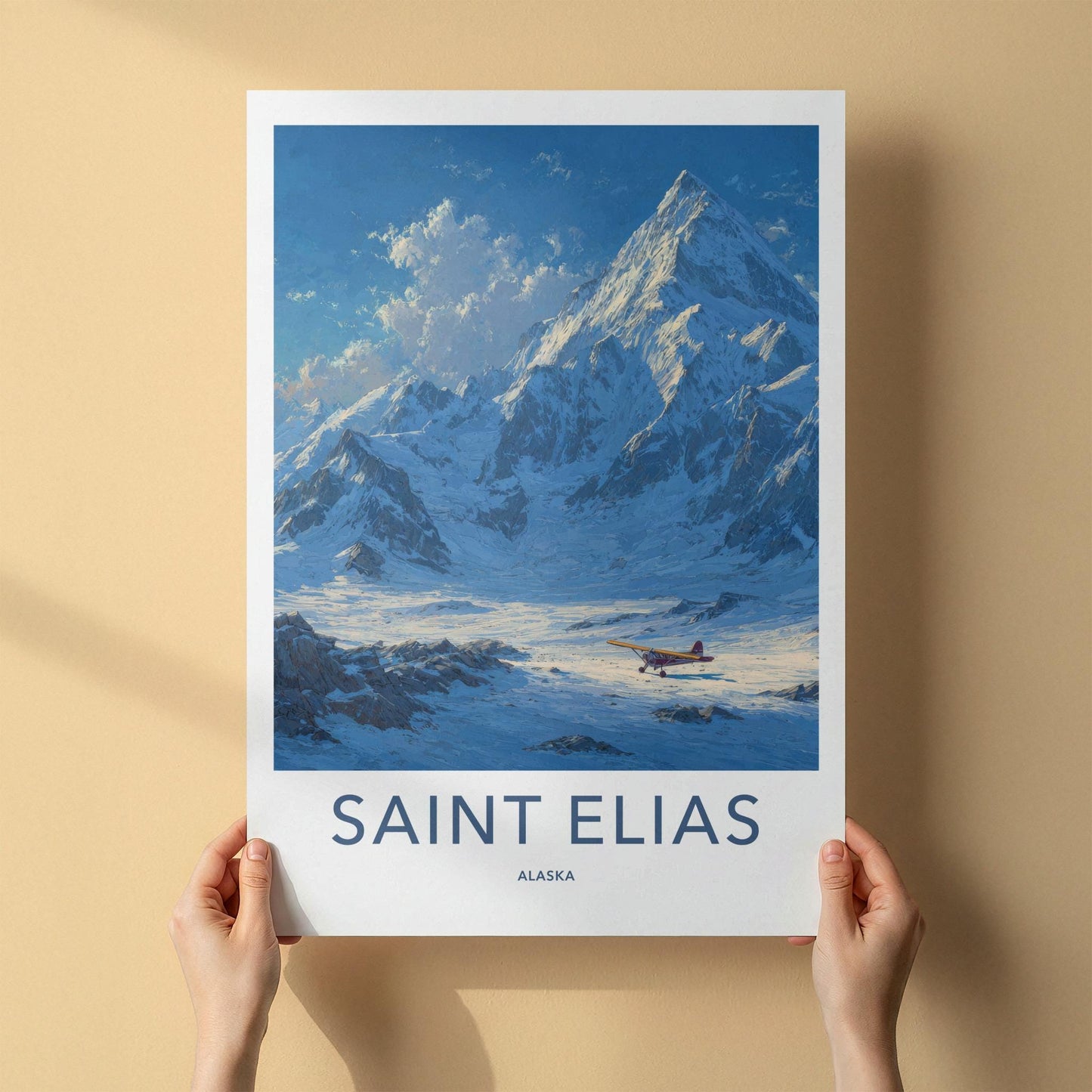 Saint Elias Poster - Alaska Travel Art - Plane Snowy Peaks Home Decor