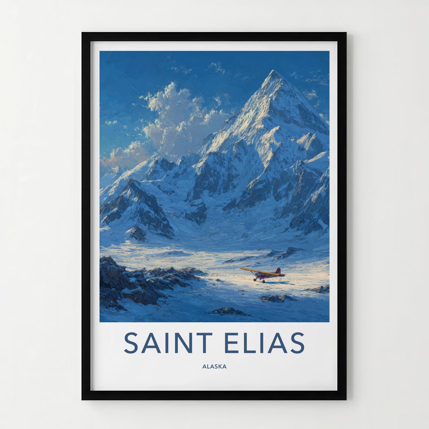 Saint Elias Poster - Alaska Travel Art - Plane Snowy Peaks Home Decor