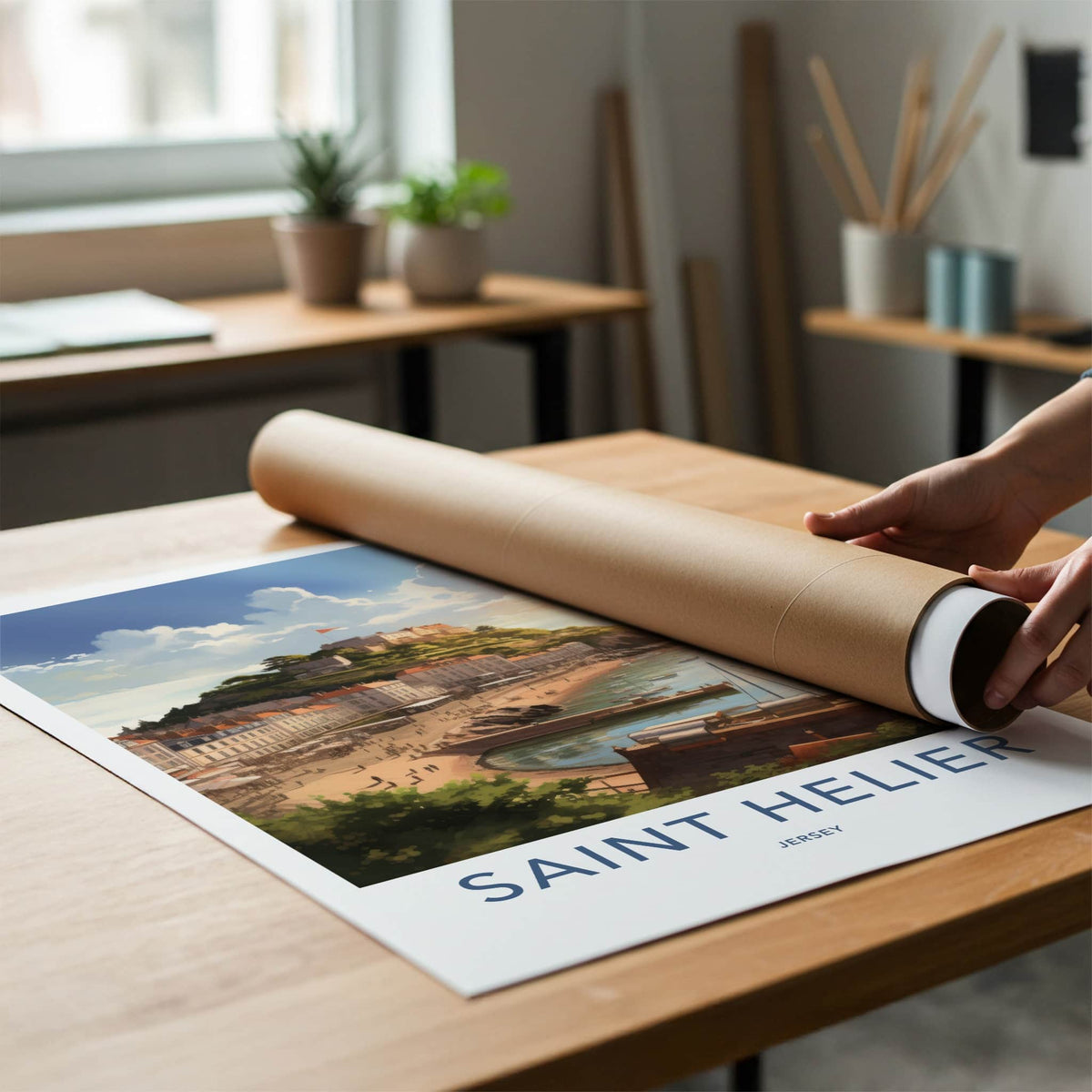 Saint Helier Poster - Jersey Travel Art - Coastal Bay Town Home Decor