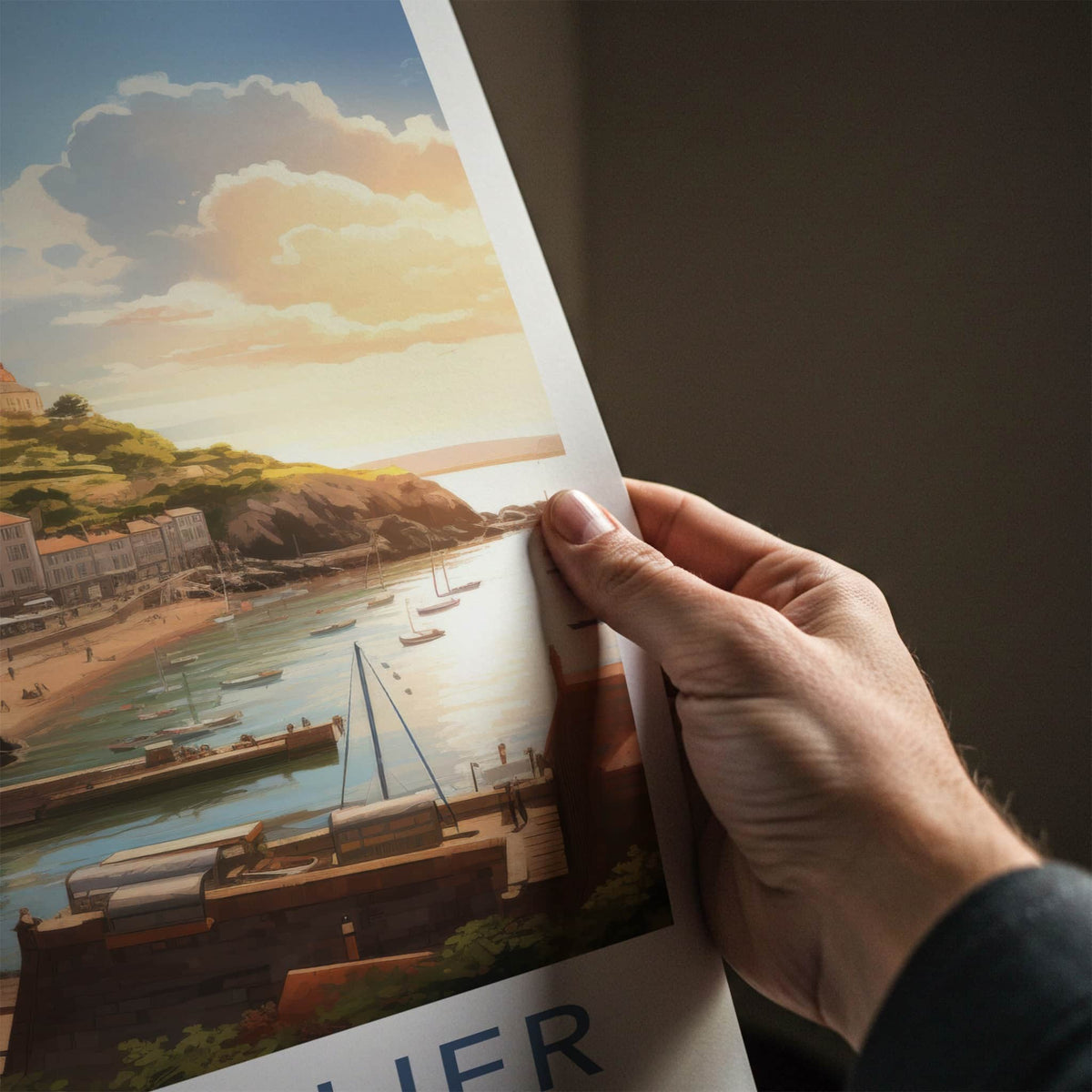 Saint Helier Poster - Jersey Travel Art - Coastal Bay Town Home Decor